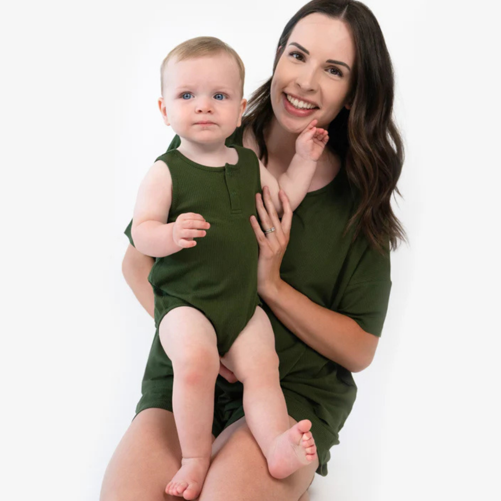 BELAN J Ribbed Bamboo Sleeveless Bubble - Forest Green