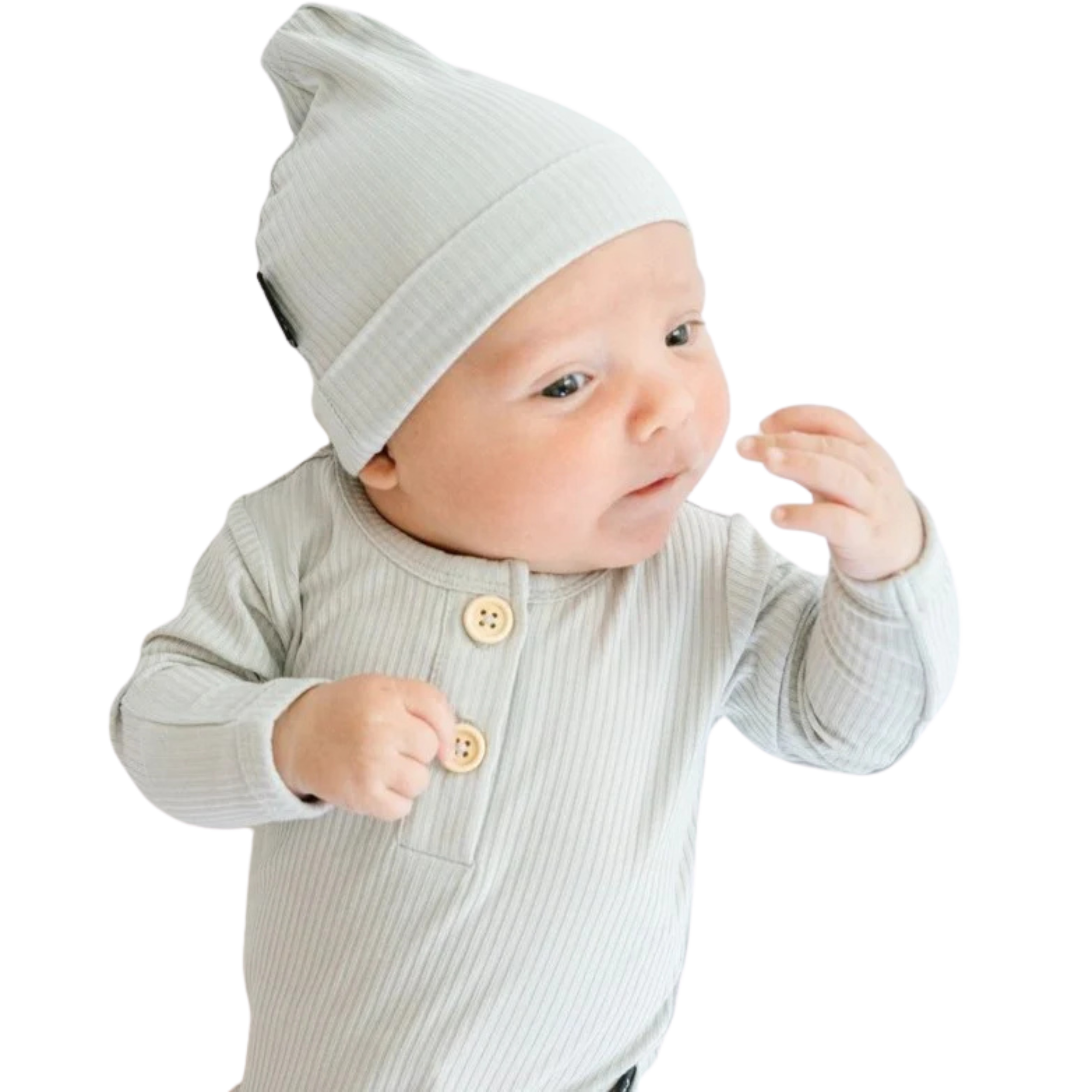 BELAN J Ribbed Knotted Hat - Silver Cloud