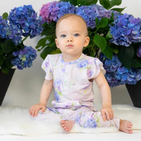 Thumbnail for BELAN J Ruffled Sleeve Pocket Romper - Hydrangeas