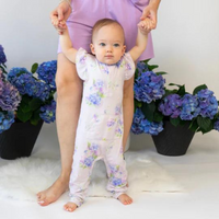 Thumbnail for BELAN J Ruffled Sleeve Pocket Romper - Hydrangeas