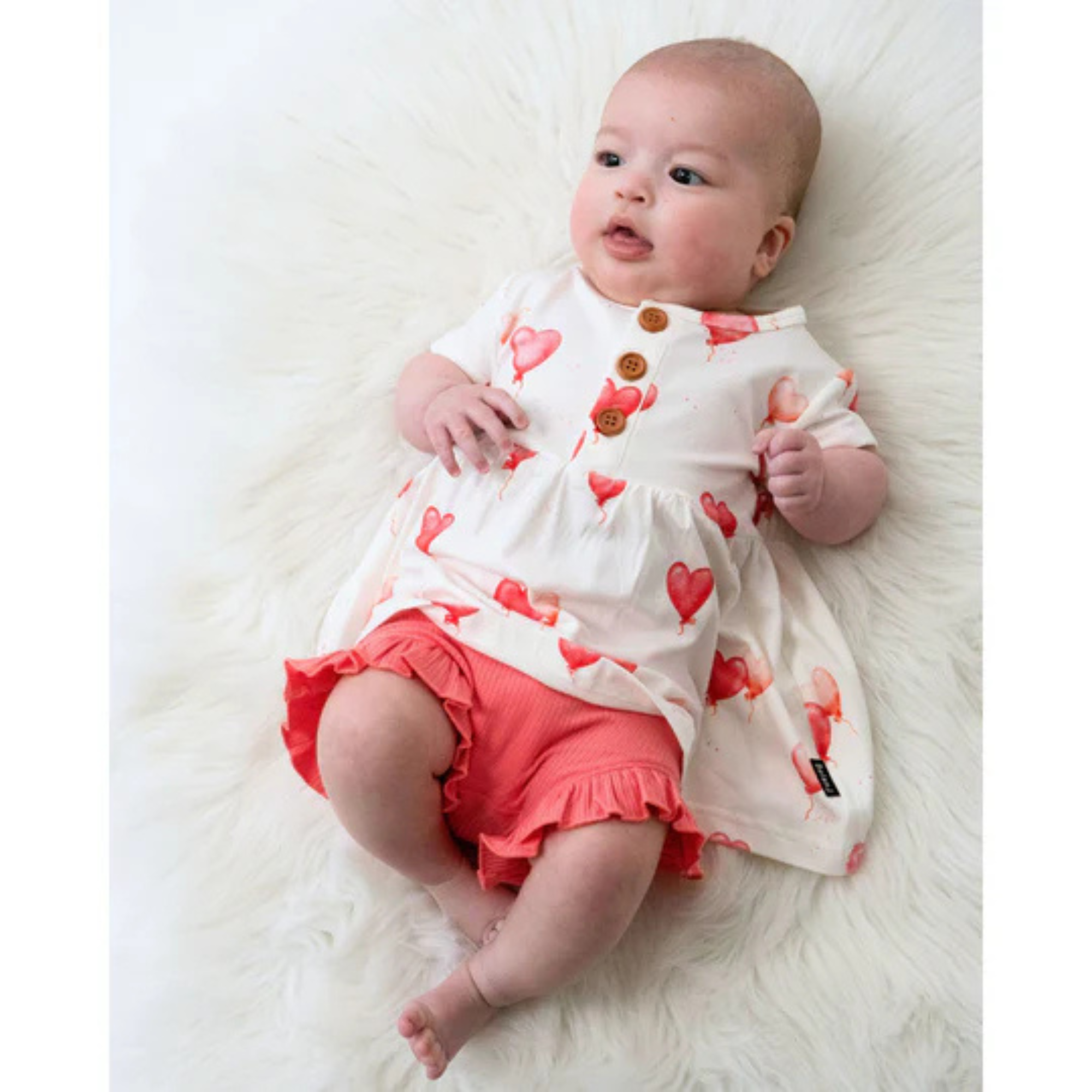 Robe bébé péplum à manches courtes BELAN J - Ballons en forme de cœur
