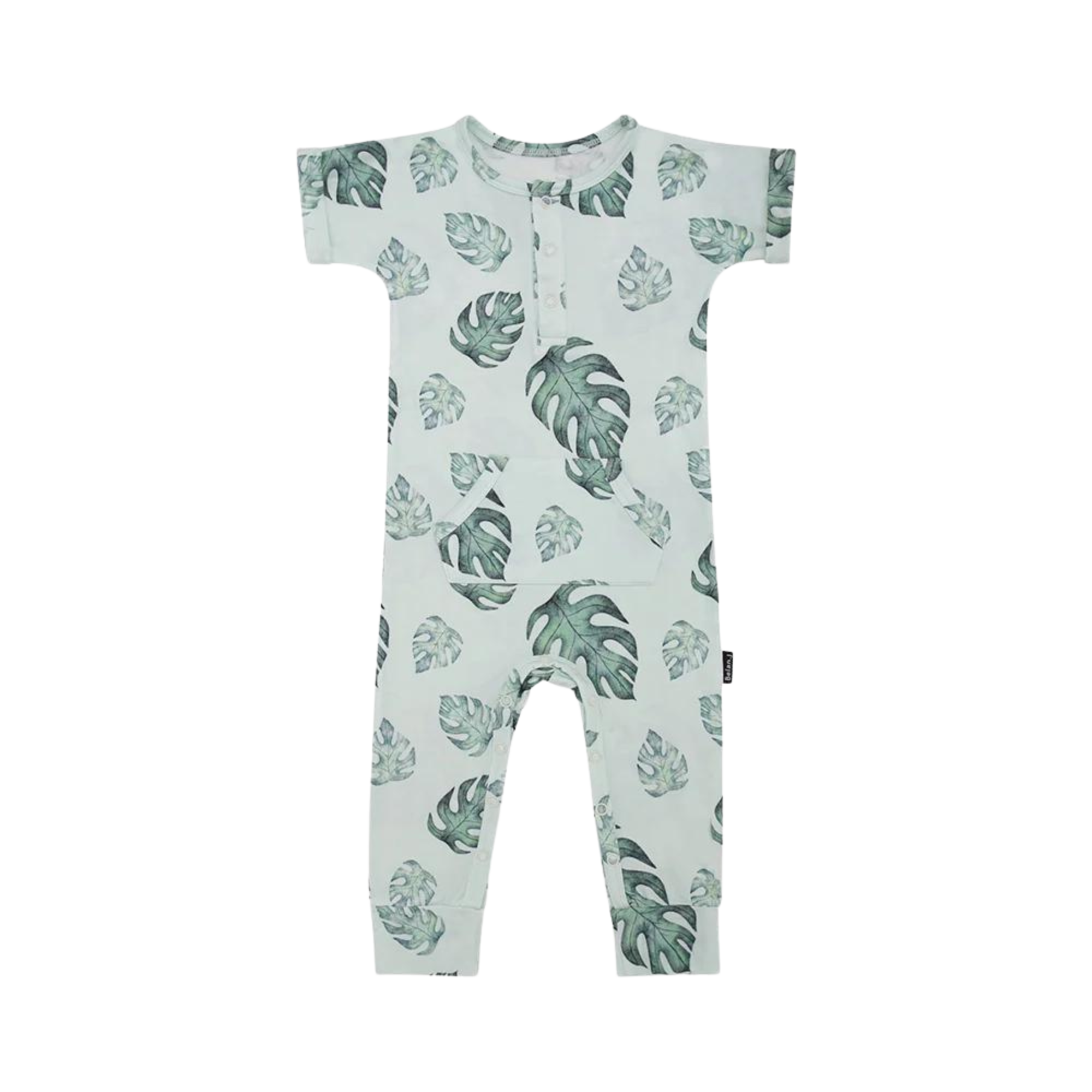 BELAN J Short Sleeve Pocket Romper - Tropical Leaves