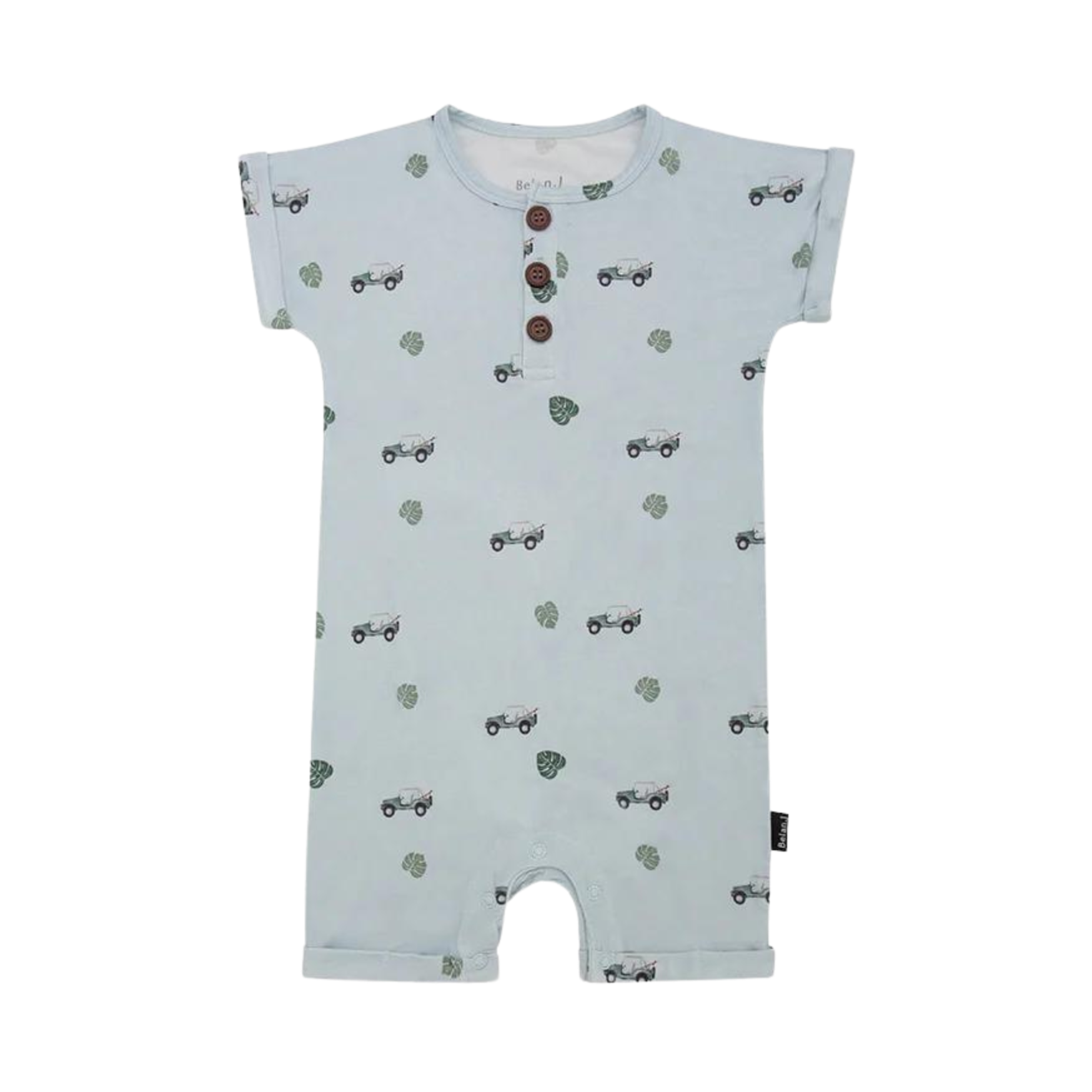 BELAN J Short Sleeves Shortall Romper - Green Jeep