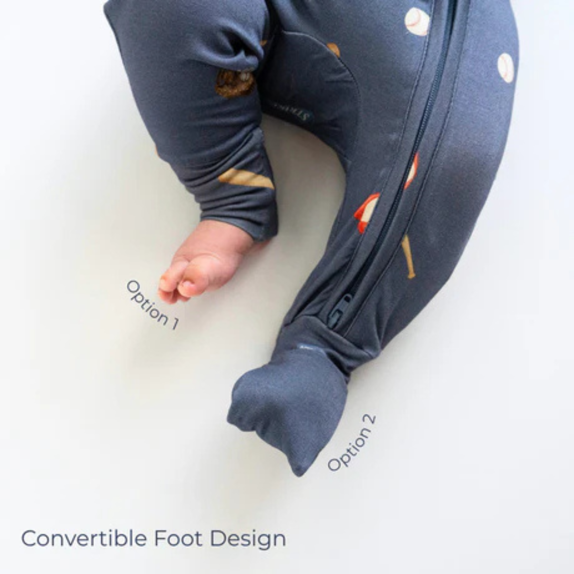 BELAN J Sleeper with Fold-Over Cuffs - Baseball