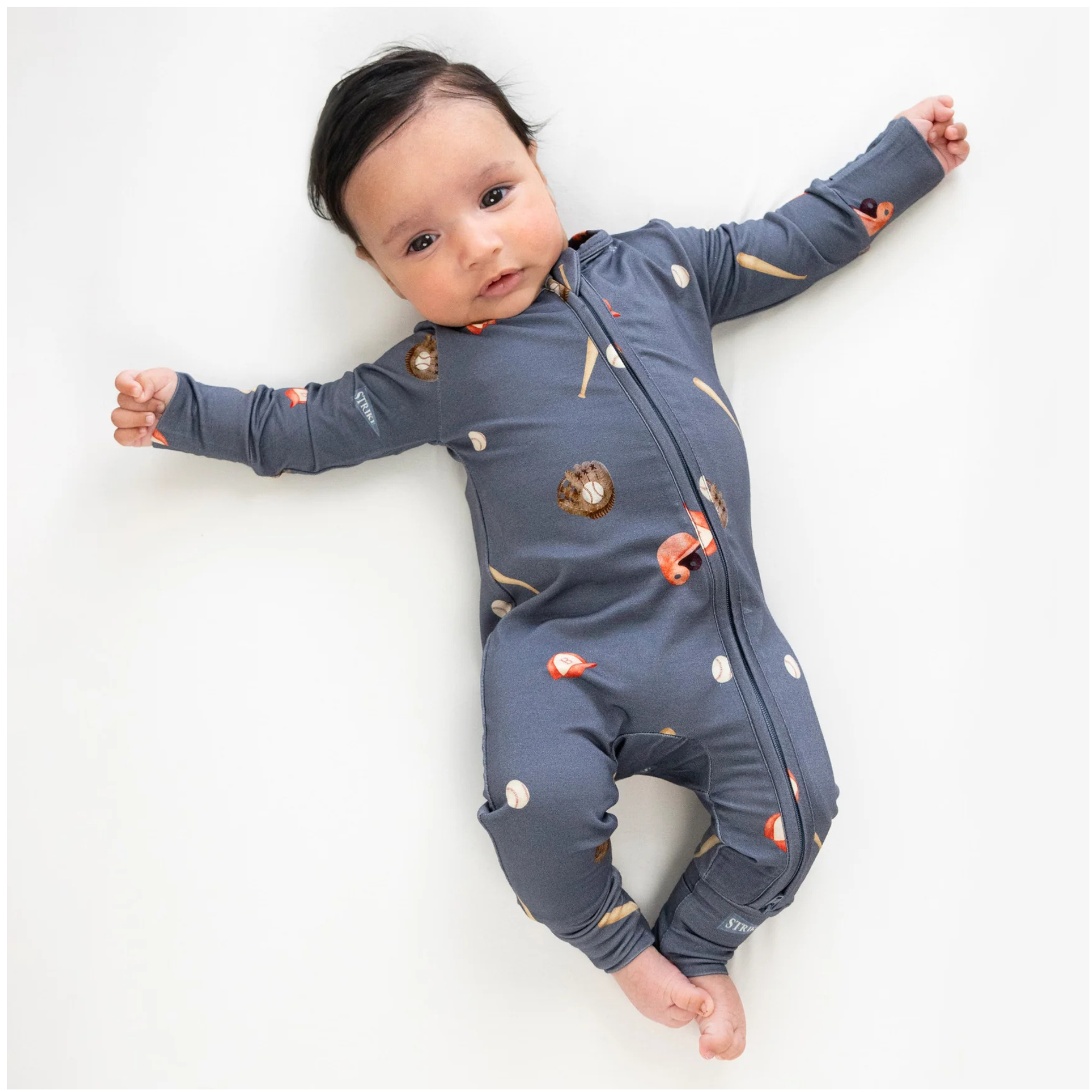 BELAN J Sleeper with Fold-Over Cuffs - Baseball