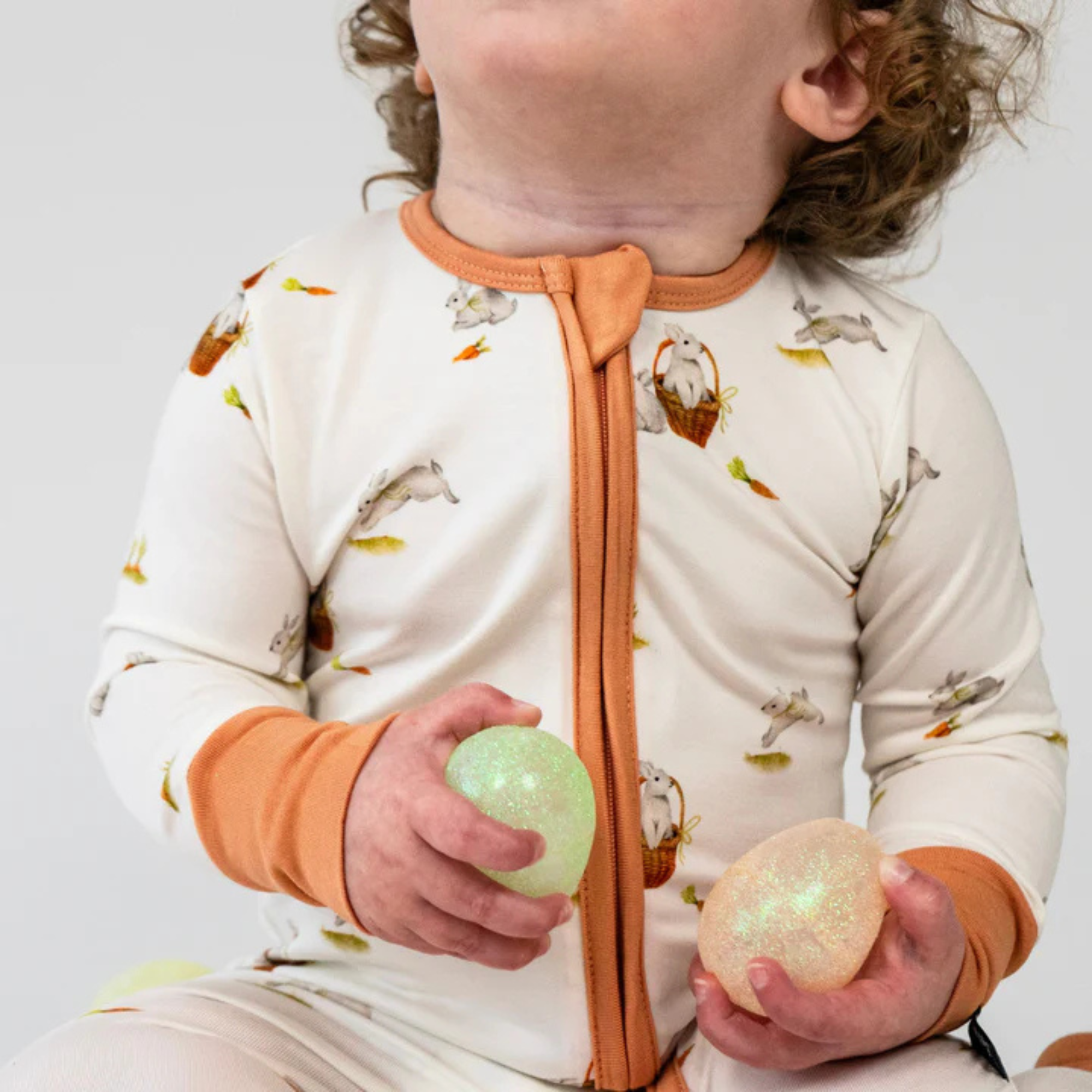 BELAN J Sleeper with Fold-Over Cuffs - Garden Bunnies