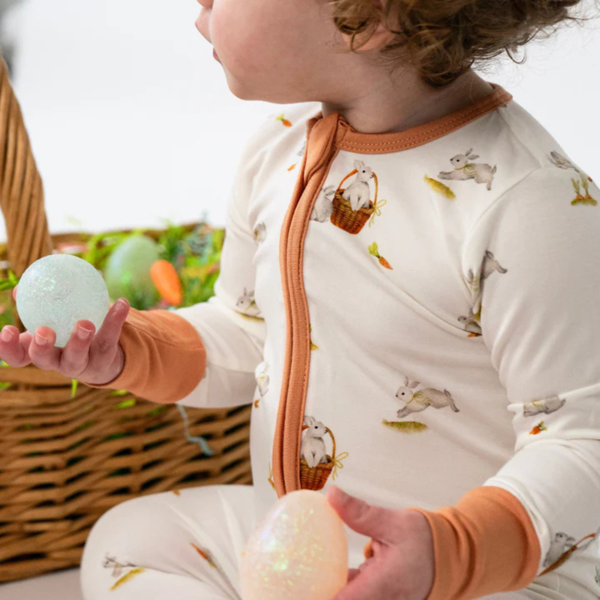 BELAN J Sleeper with Fold-Over Cuffs - Garden Bunnies