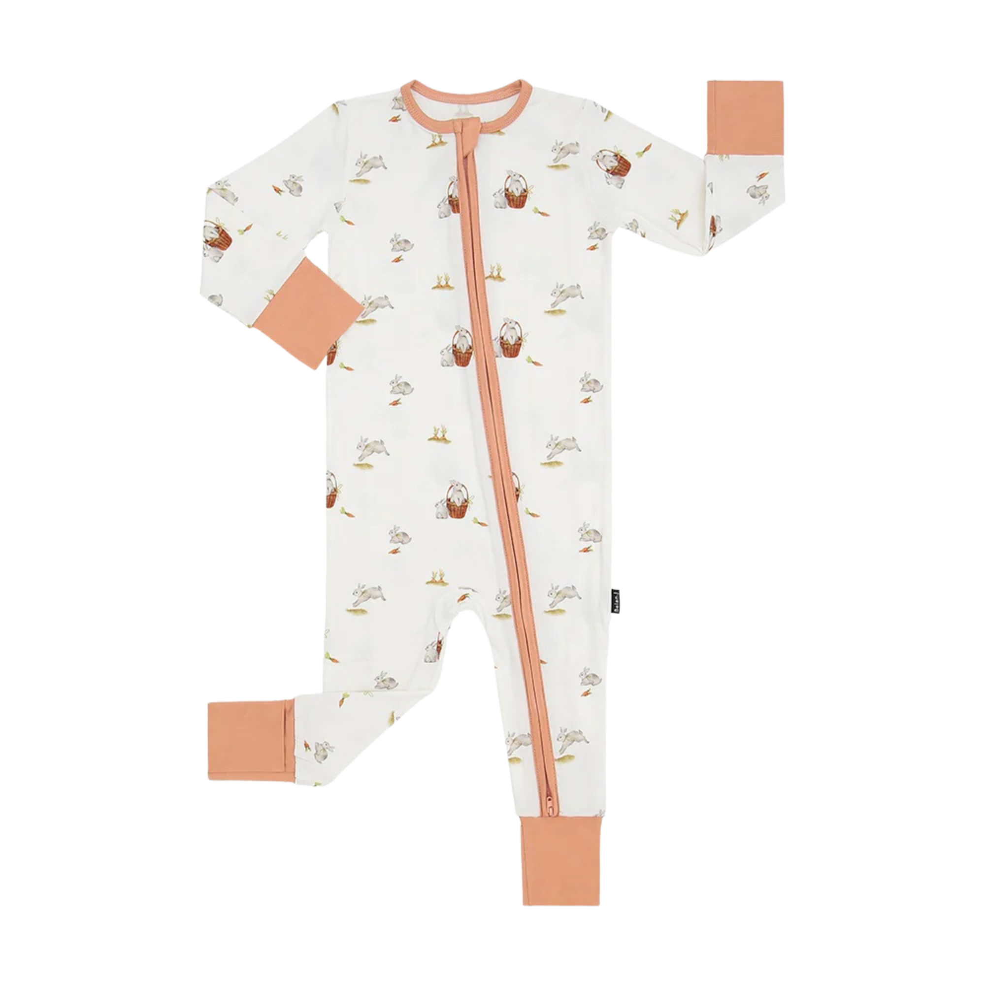 BELAN J Sleeper with Fold-Over Cuffs - Garden Bunnies