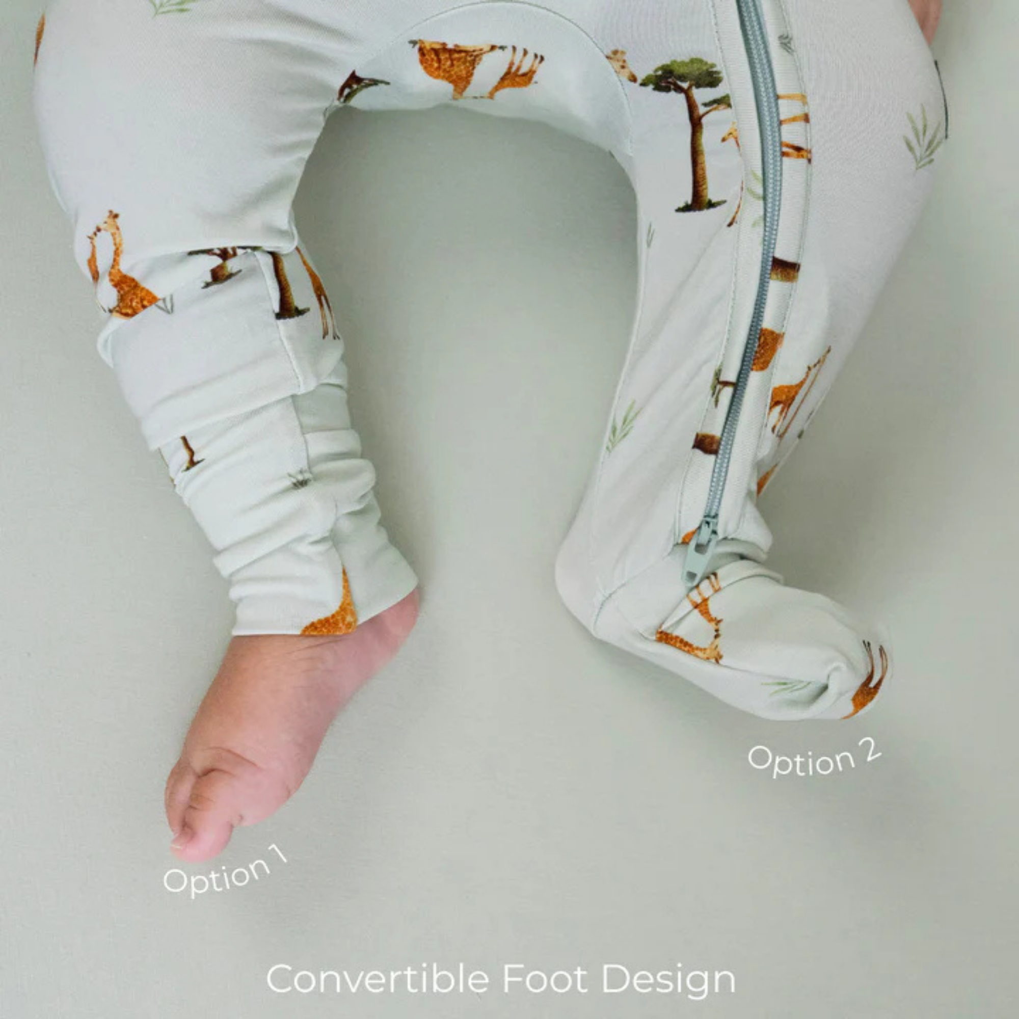 BELAN J Sleeper with Fold-Over Cuffs - Giraffes