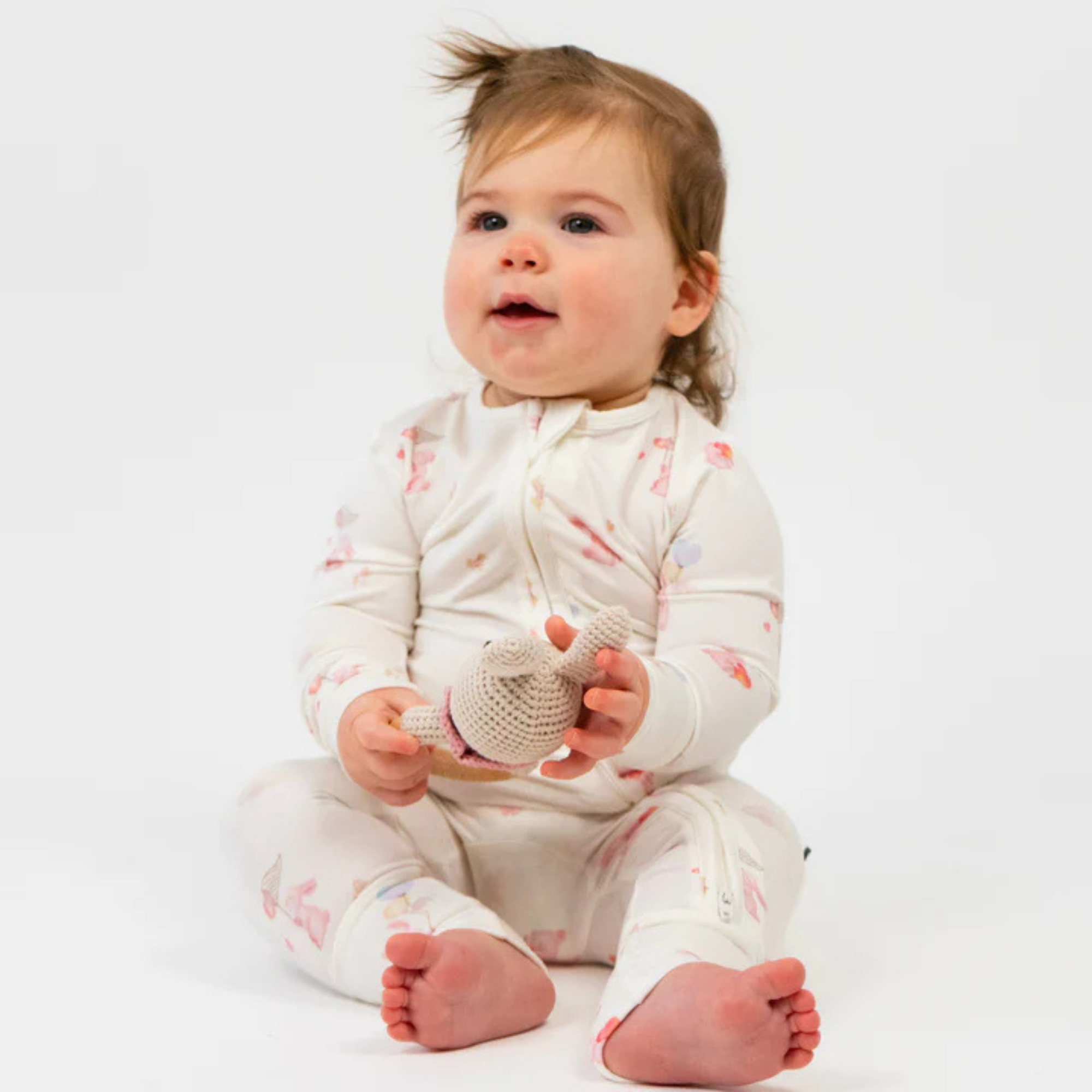 BELAN J Sleeper with Fold-Over Cuffs - Love Bunnies