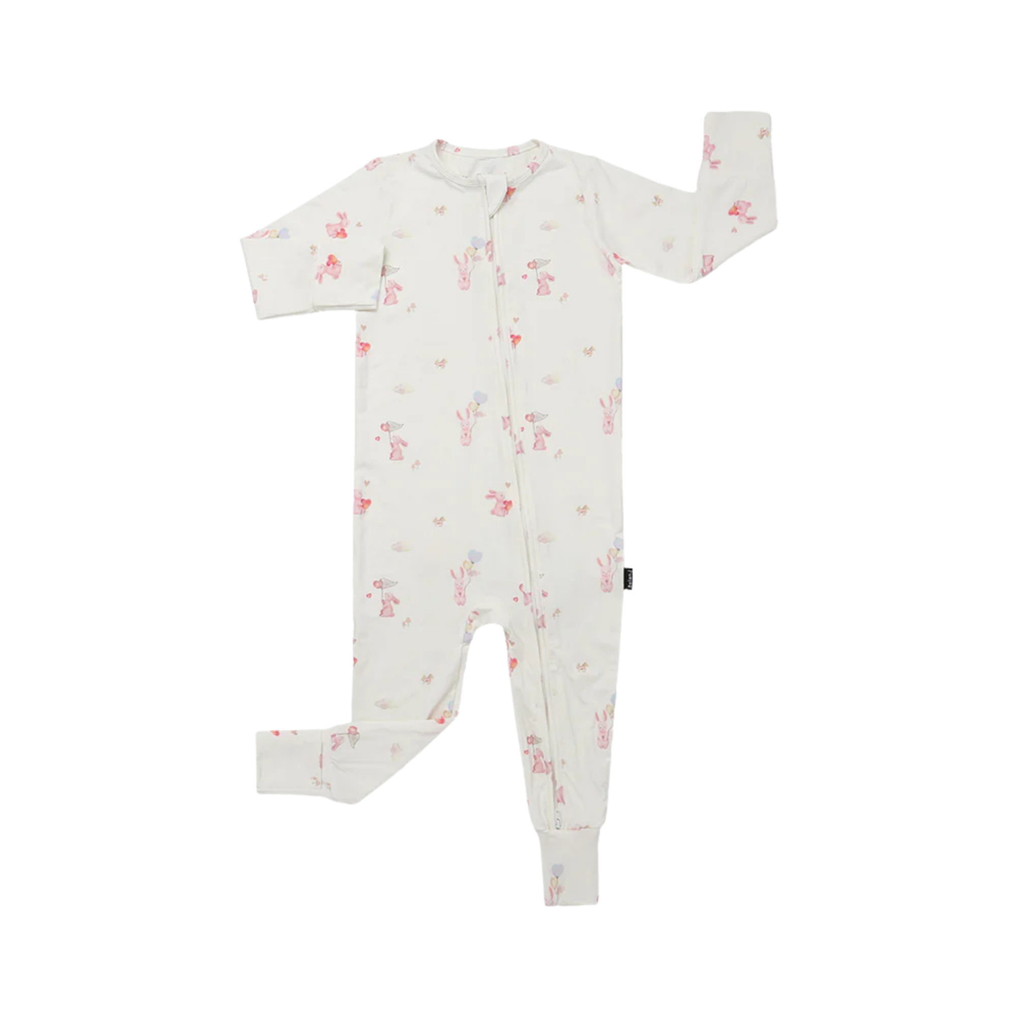 BELAN J Sleeper with Fold-Over Cuffs - Love Bunnies