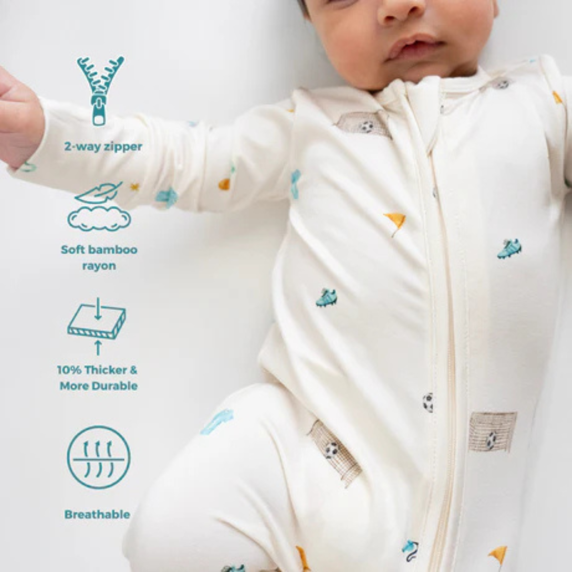 BELAN J Sleeper with Fold-Over Cuffs - Soccer