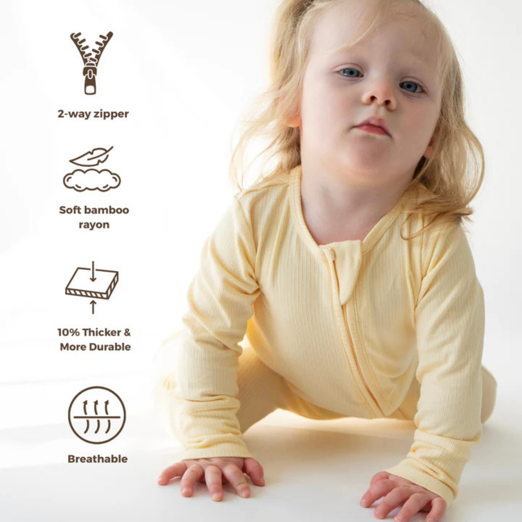 BELAN J Sleeper with Fold-Over Cuffs - Vanilla
