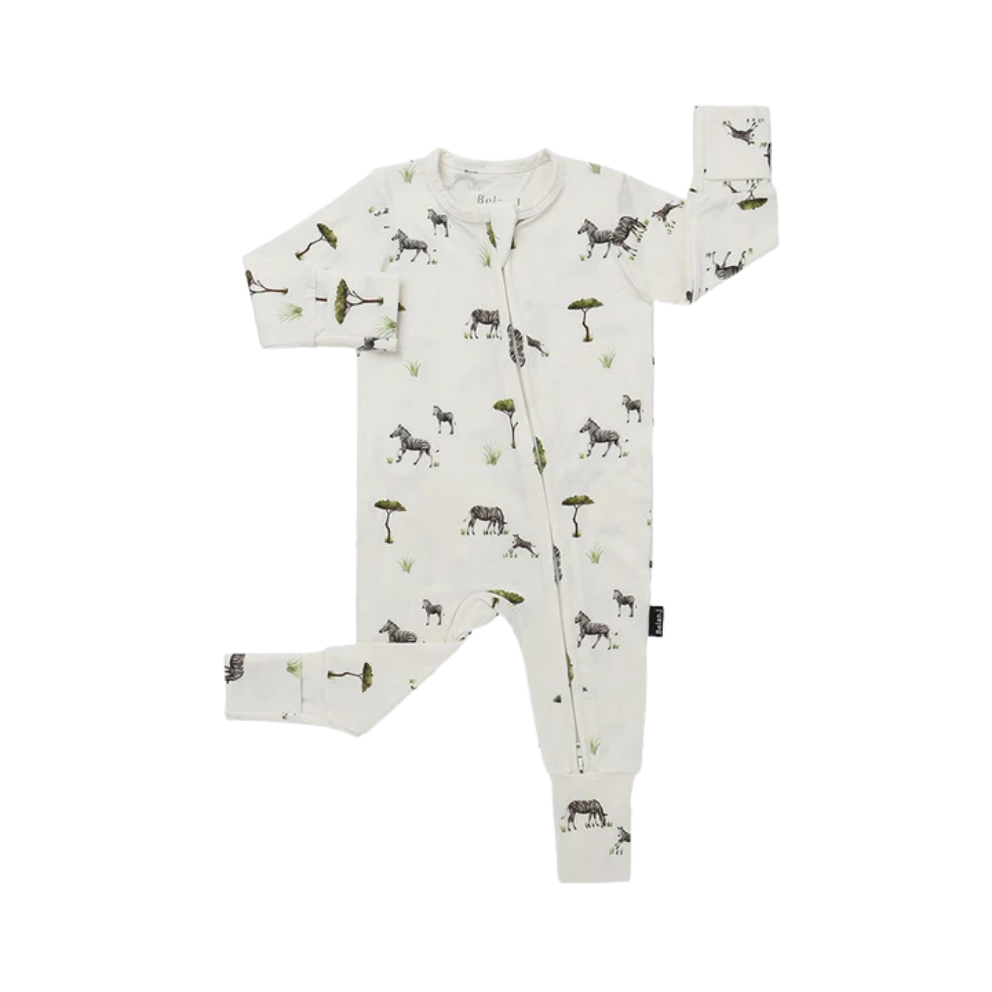 BELAN J Sleeper with Fold-Over Cuffs - Zebras