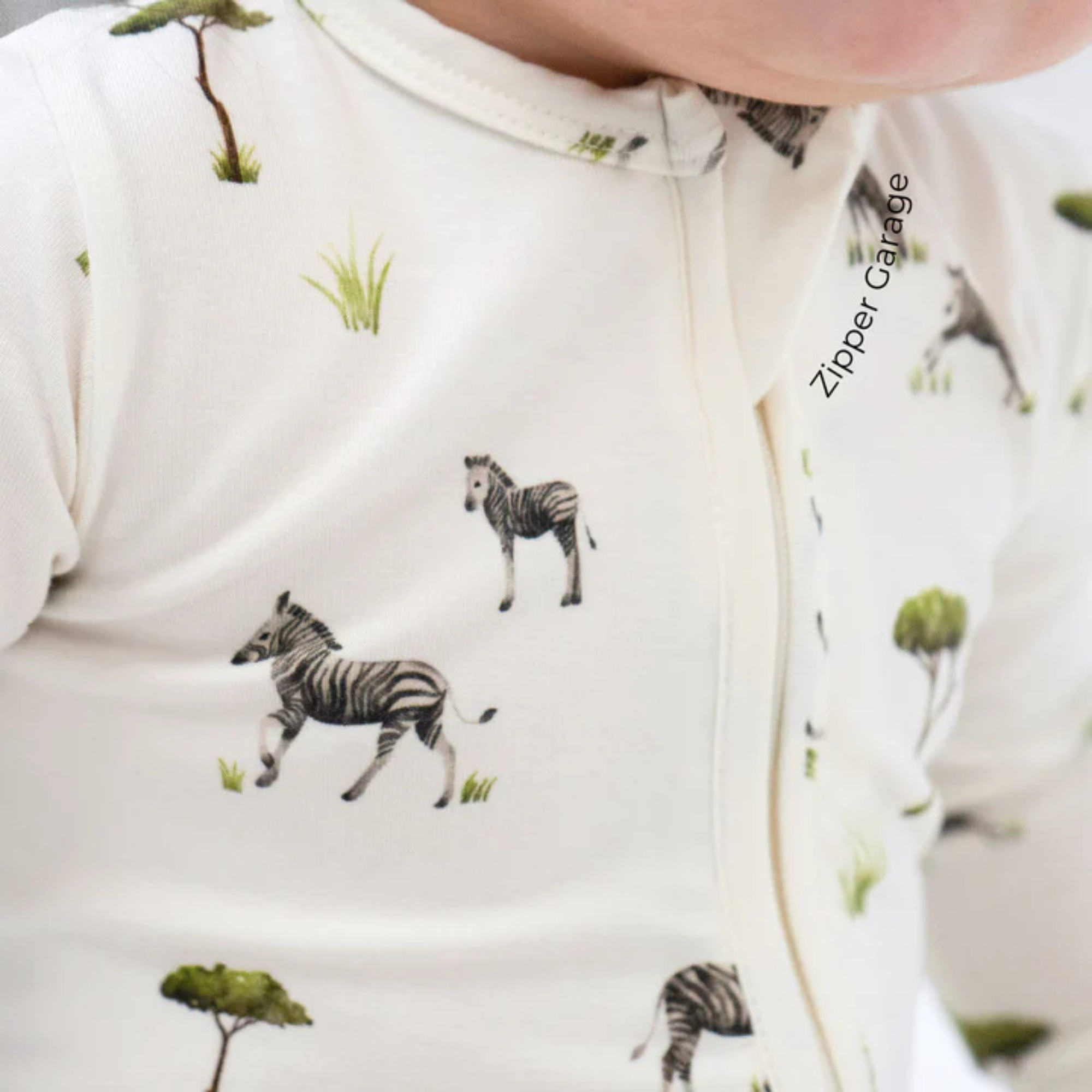 BELAN J Sleeper with Fold-Over Cuffs - Zebras