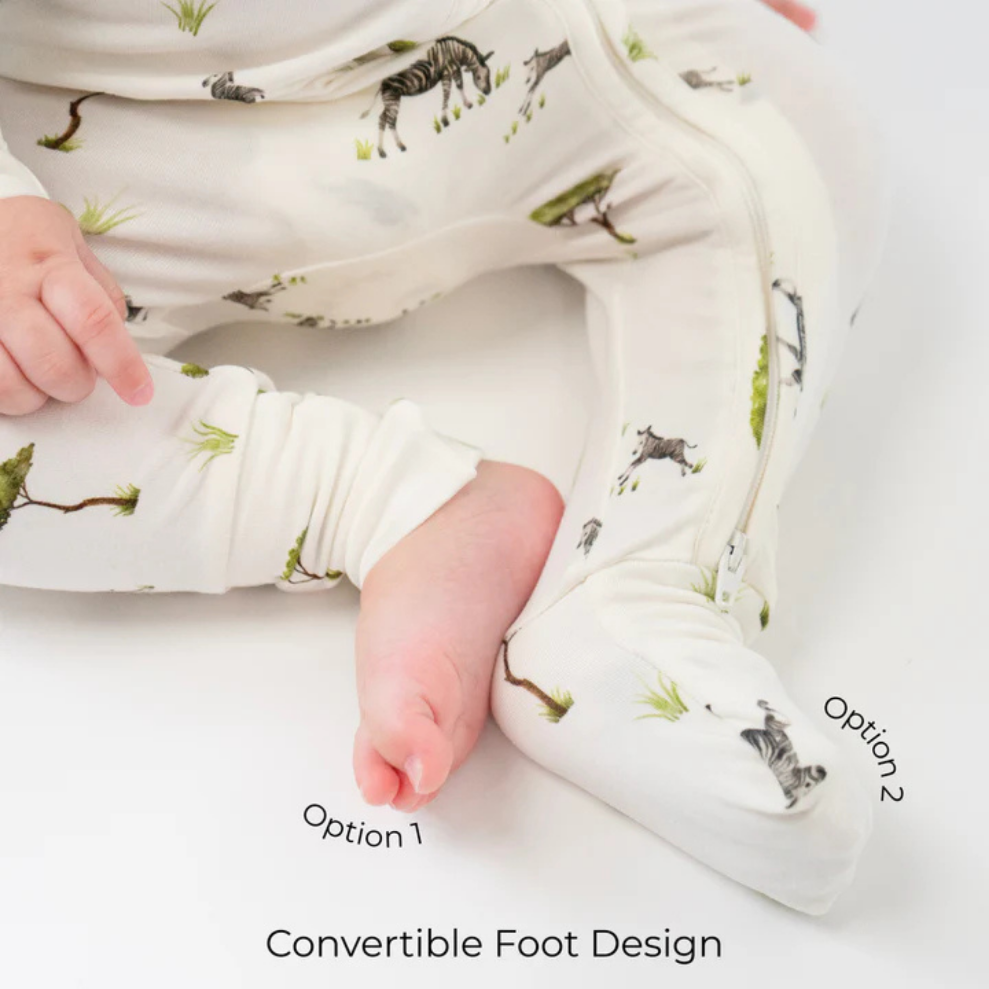 BELAN J Sleeper with Fold-Over Cuffs - Zebras