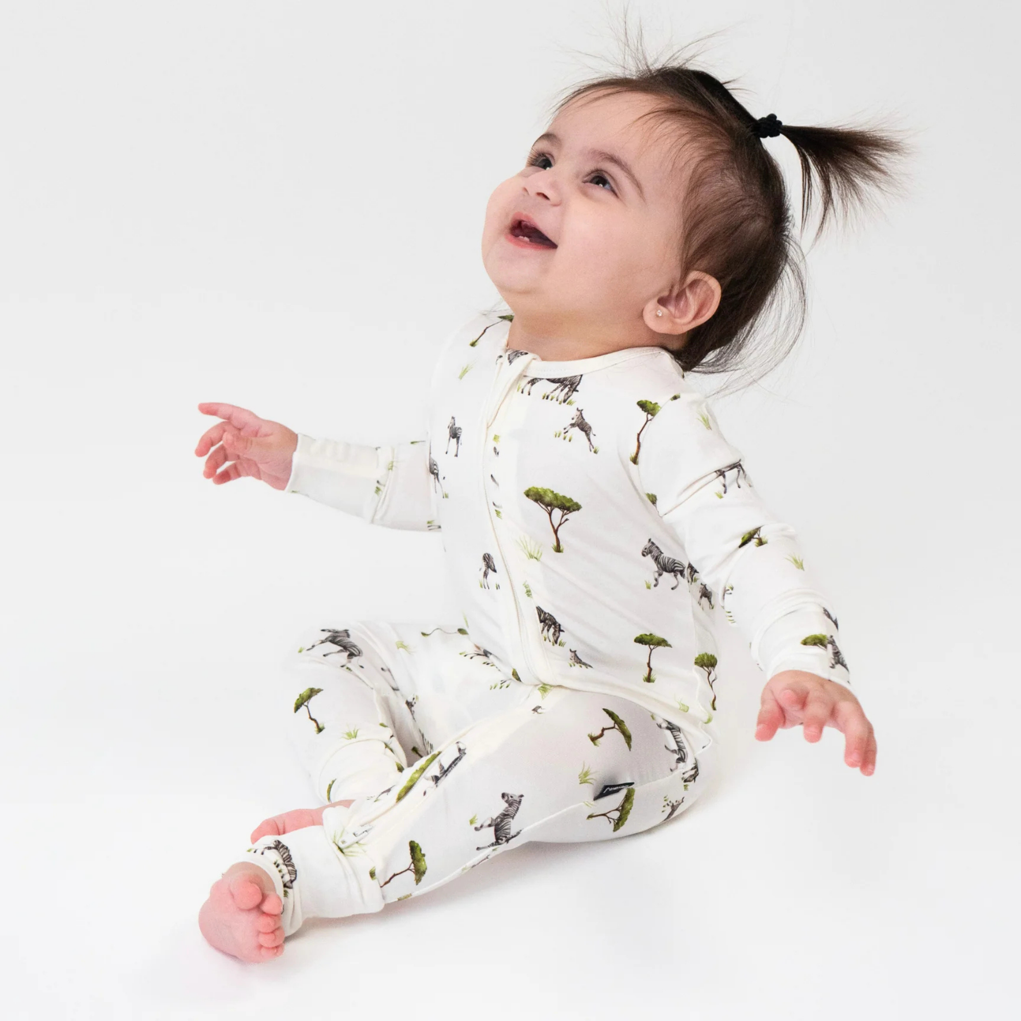 BELAN J Sleeper with Fold-Over Cuffs - Zebras