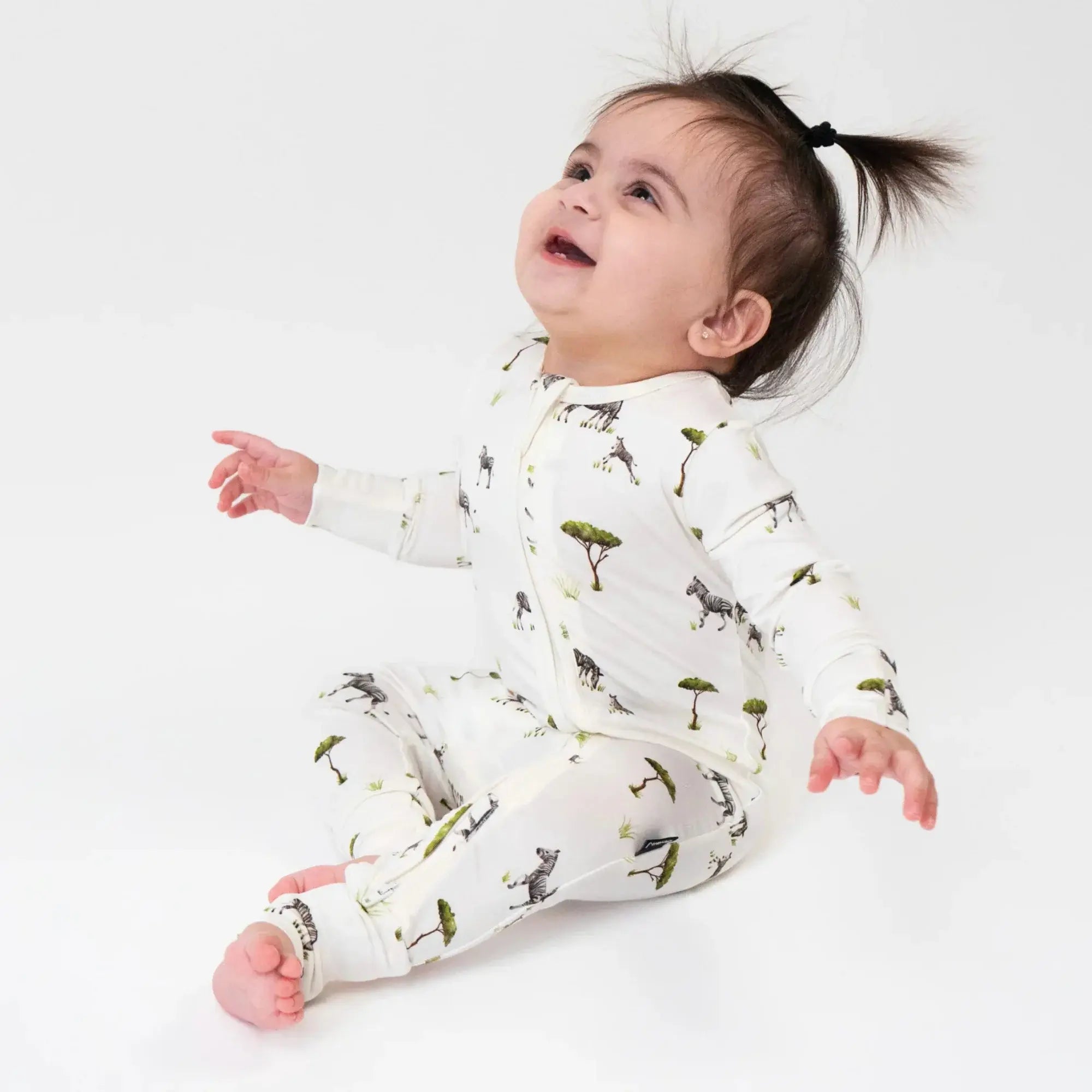 BELAN J Sleeper with Fold-Over Cuffs - Zebras