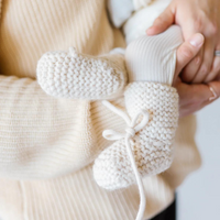 Thumbnail for BELAN J Wool Knit Baby Booties - Cream