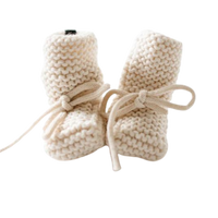 Thumbnail for BELAN J Wool Knit Baby Booties - Cream