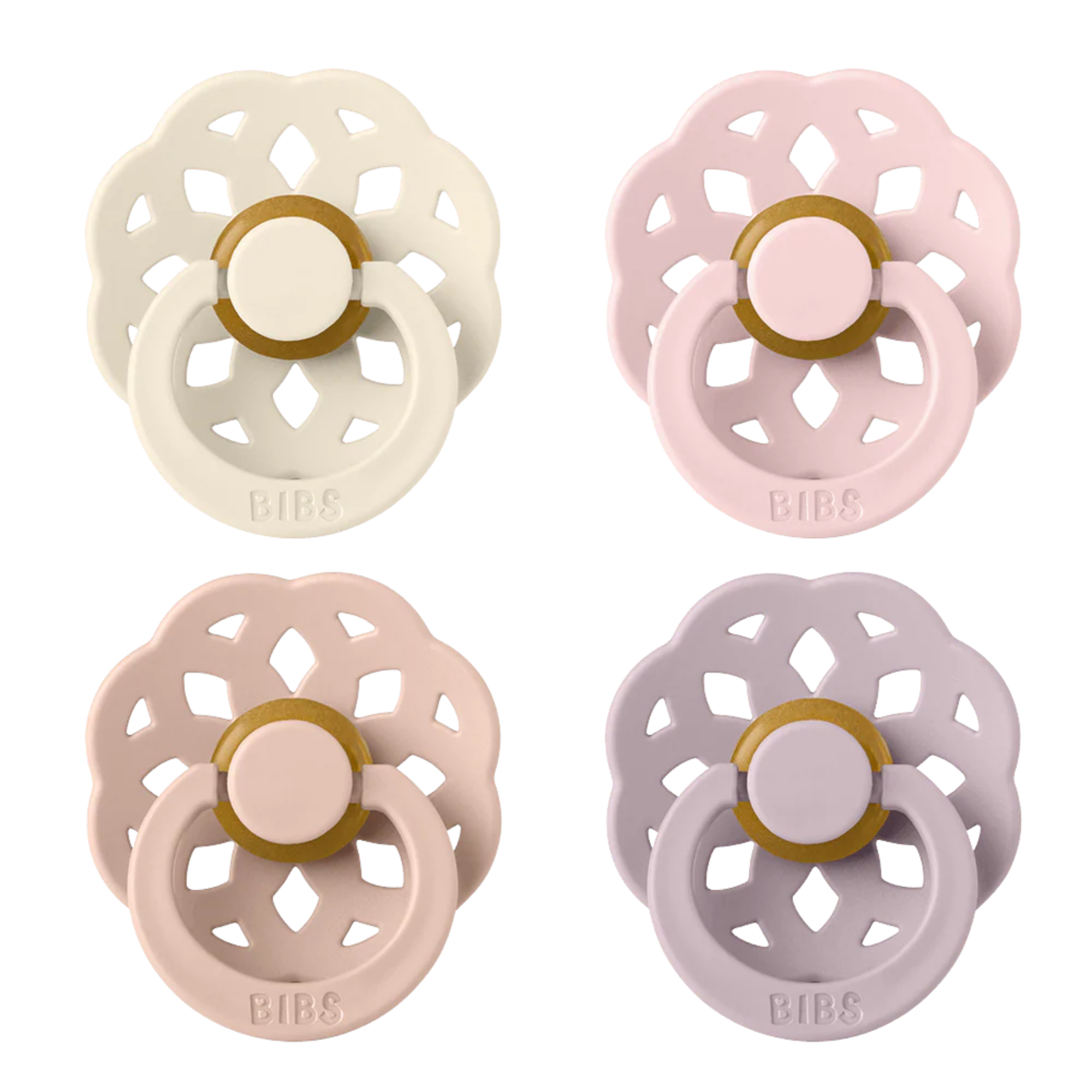 BIBS Pacifier Boheme Latex 4-PK (0-6M) - Ivory/Blush/Blossom/Dusky Lilac