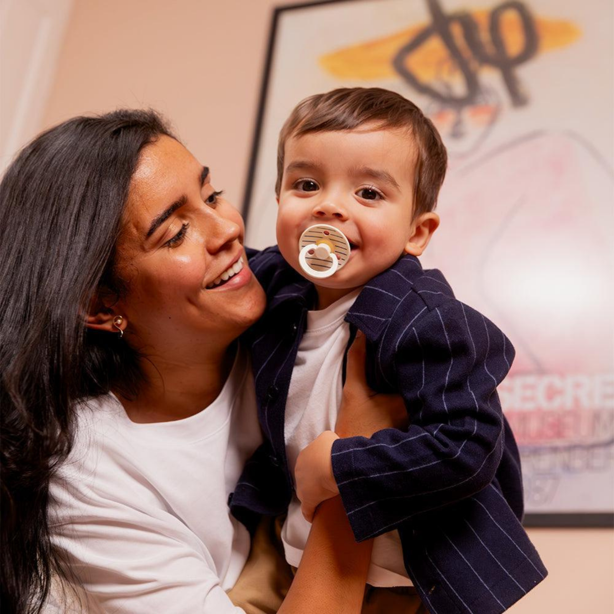 BIBS Studio Colour Pacifier Latex 2pk - Pin Ivory/Steel Blue Mix