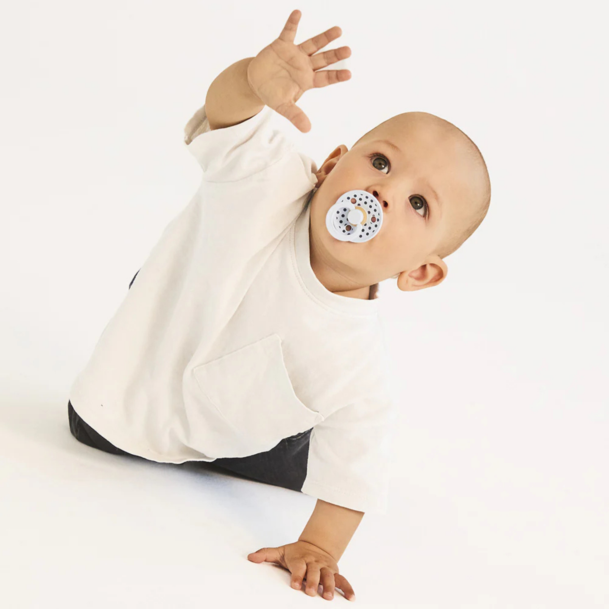 BIBS Studio Colour Pacifier Latex 2pk - Polka Baby Blue/Steel Blue