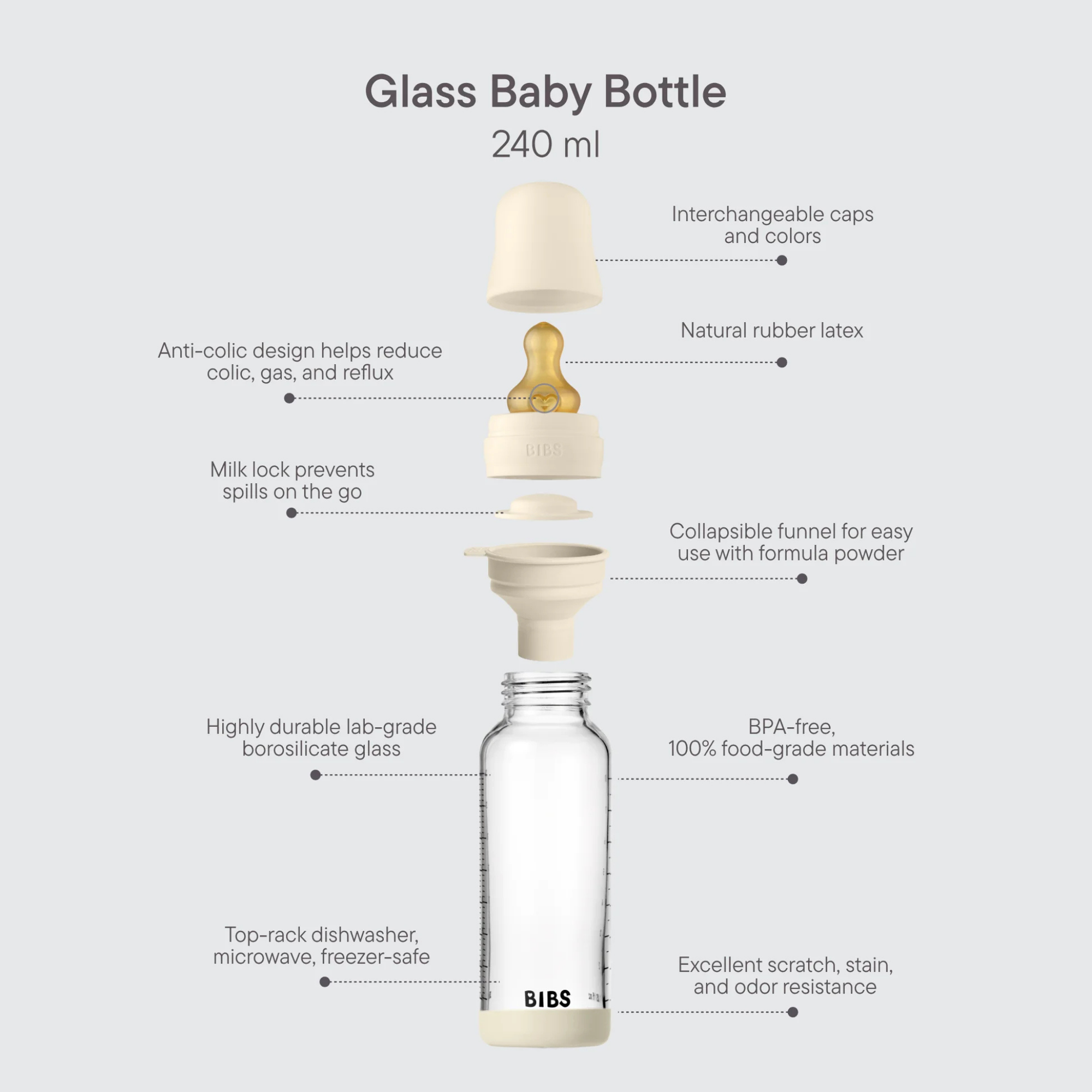 BIBS Glass Baby Bottle Latex 1-Pack