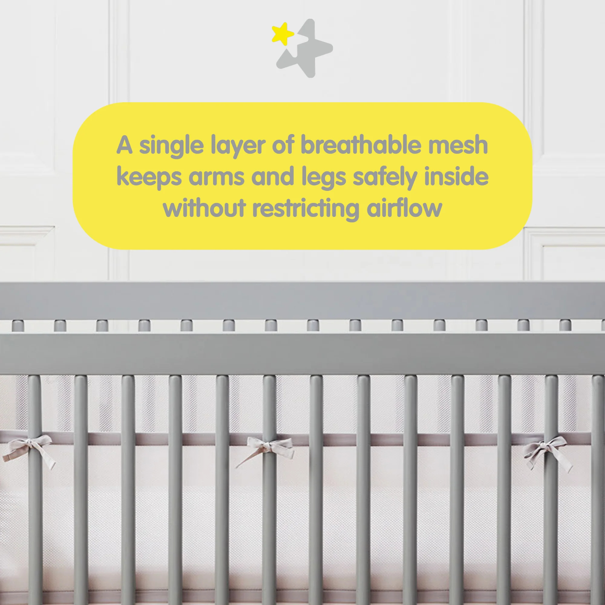 BREATHABLEBABY Deluxe Muslin Mesh Liner (4mm-Thick) - Golden Sunrise