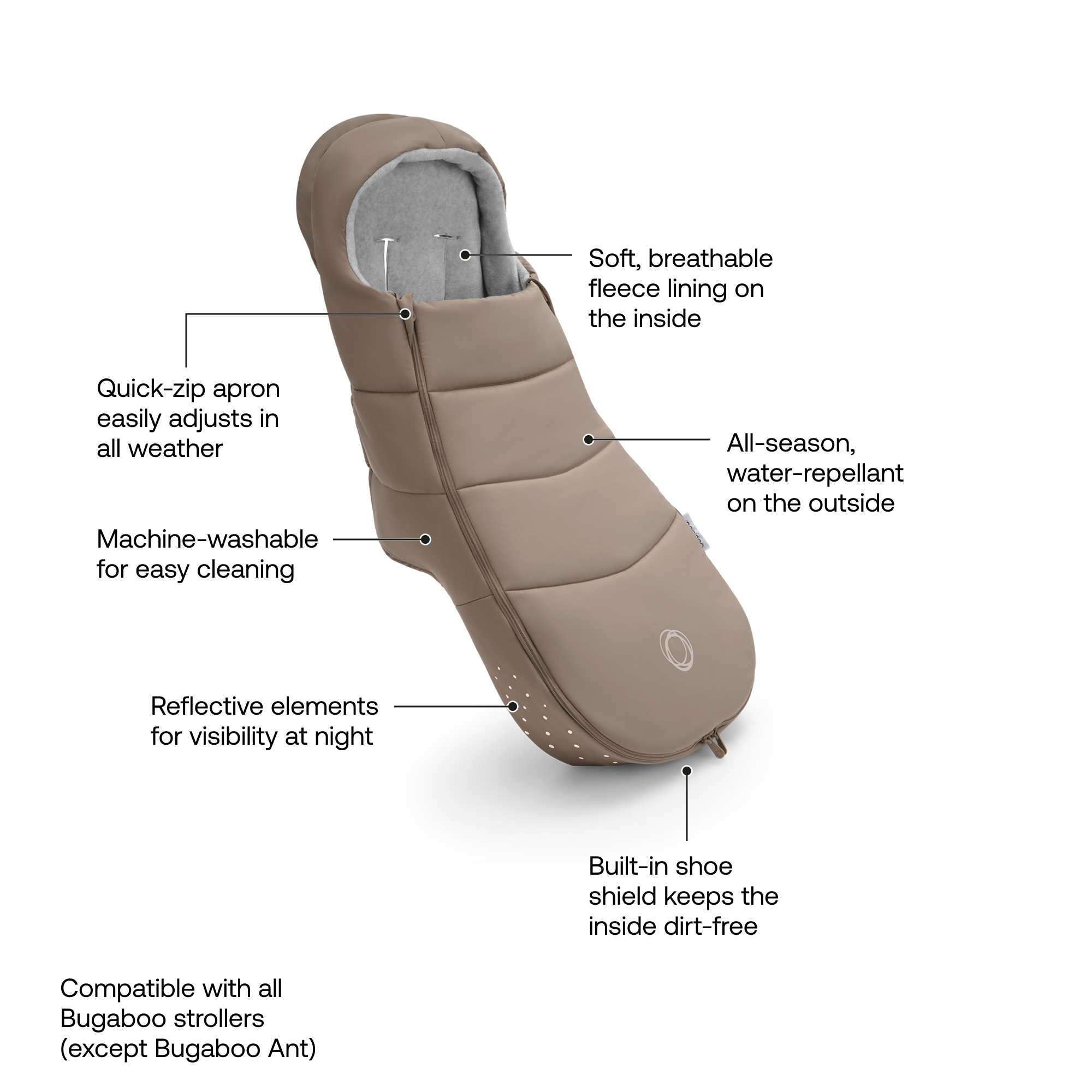 bugaboos weather 14 day BUGABOO Footmuff - Dune Taupe | Stroller Accessories