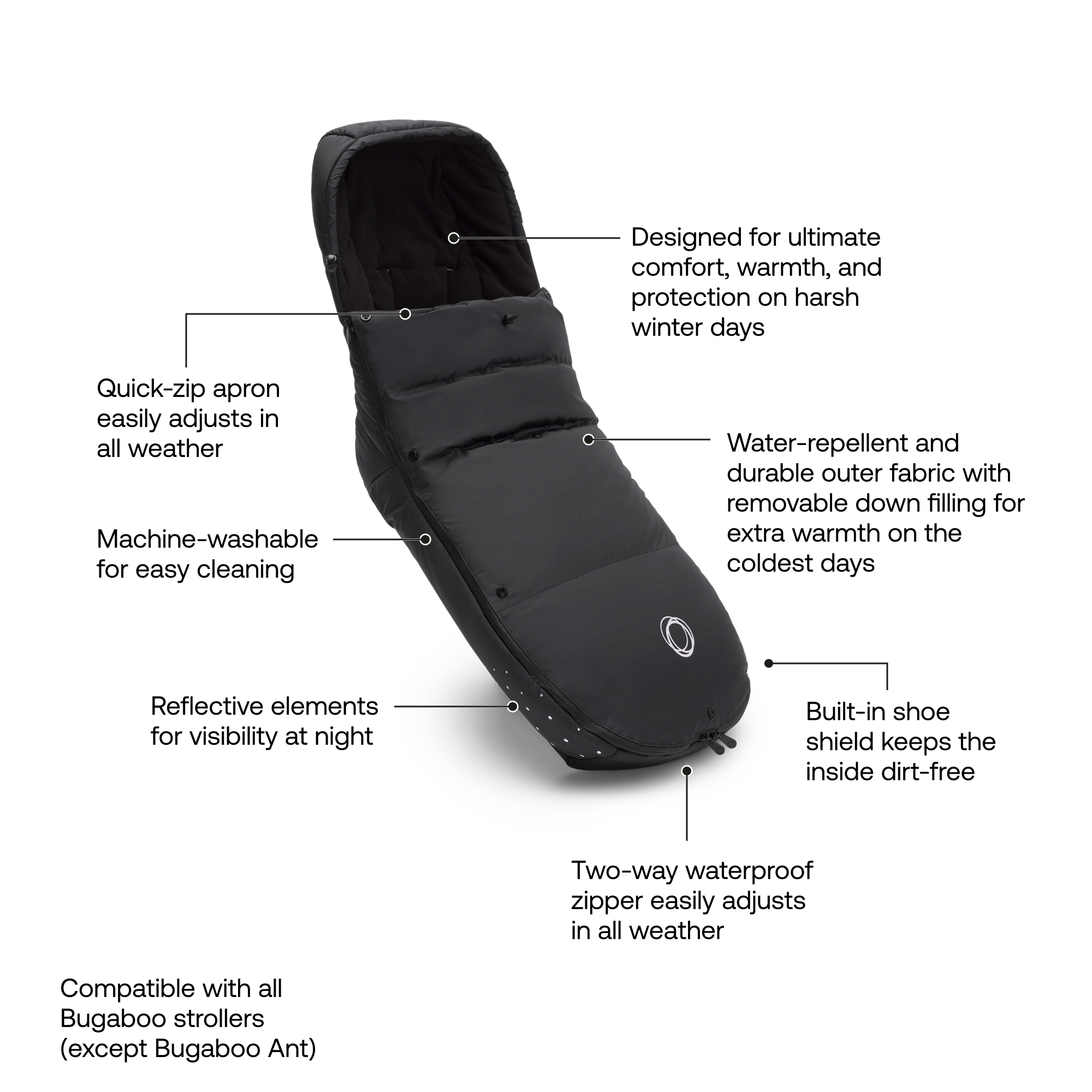 BUGABOO Performance Winter Footmuff - Midnight Black