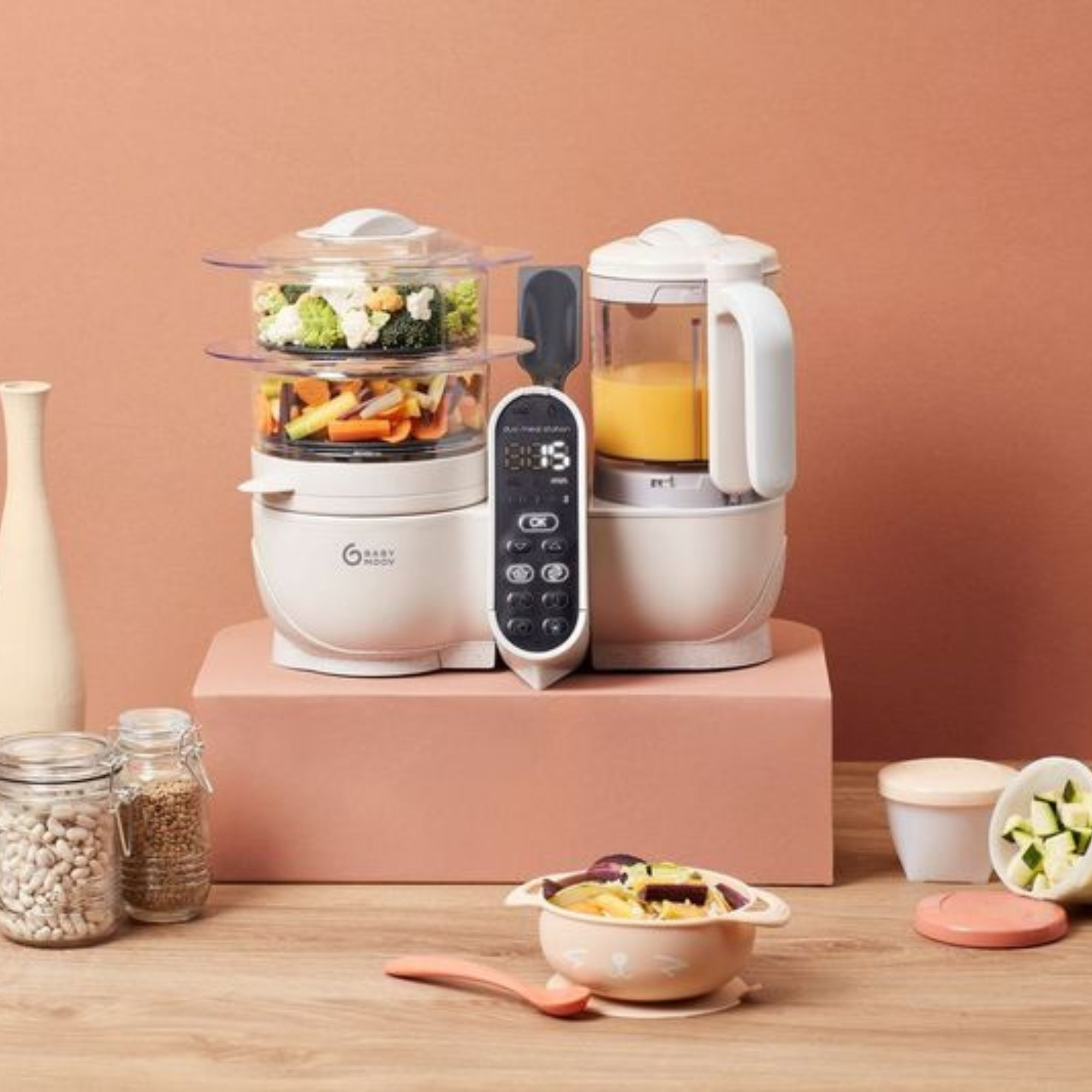 Babymoov Duo Meal Station - Mineral Off White