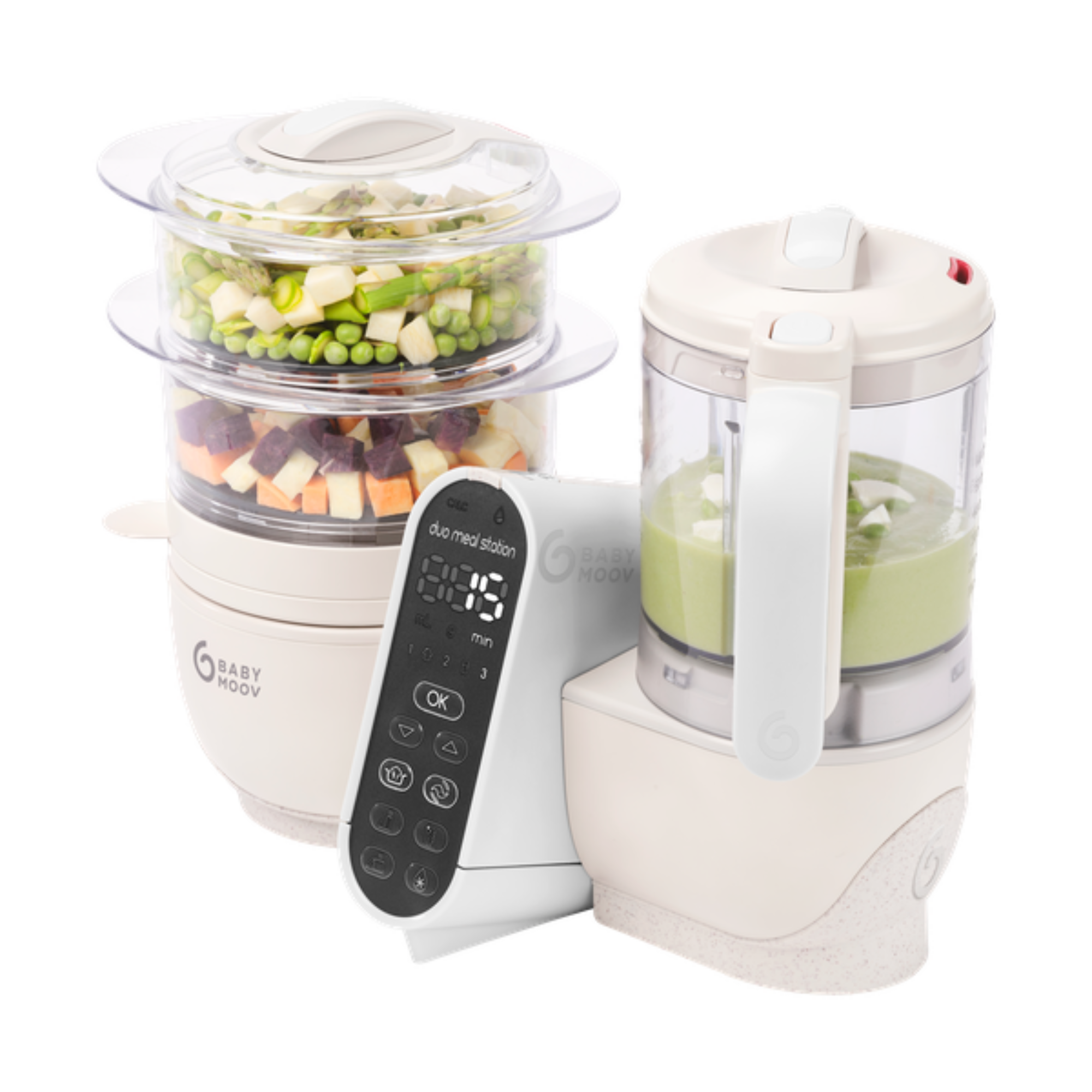Babymoov Duo Meal Station - Mineral Off White