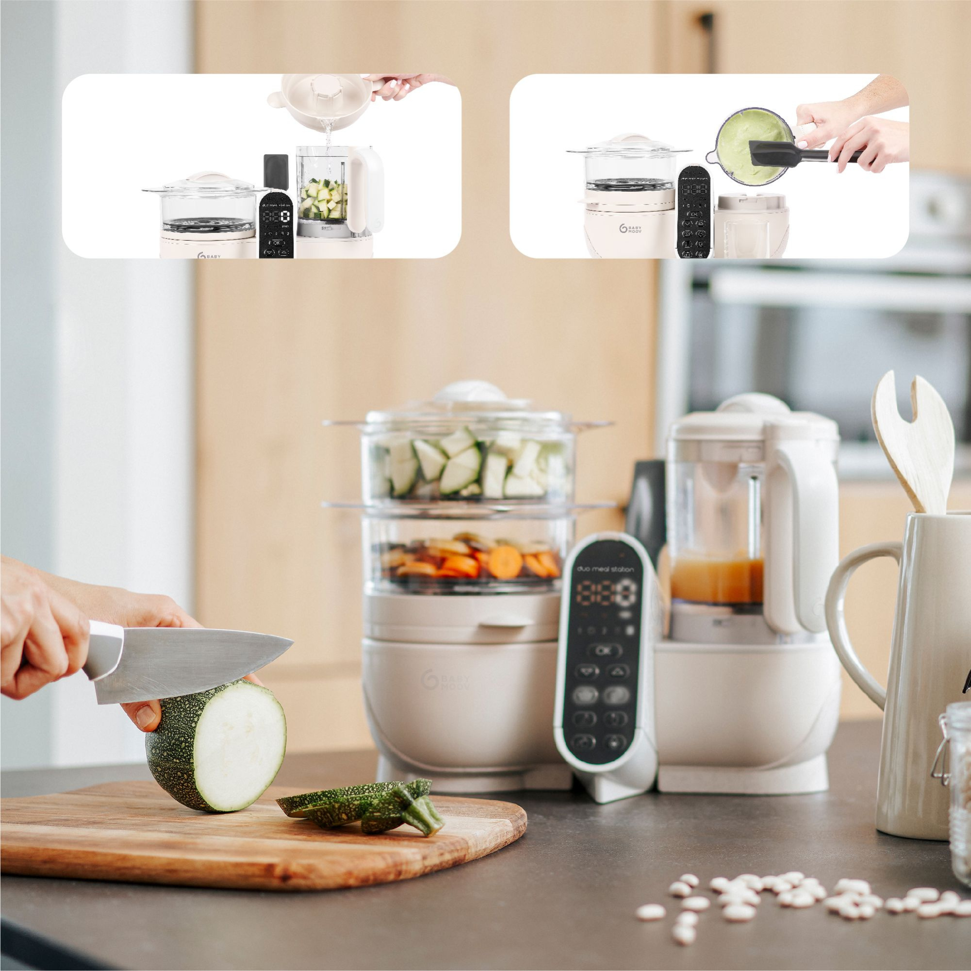 Babymoov Duo Meal Station - Mineral Off White