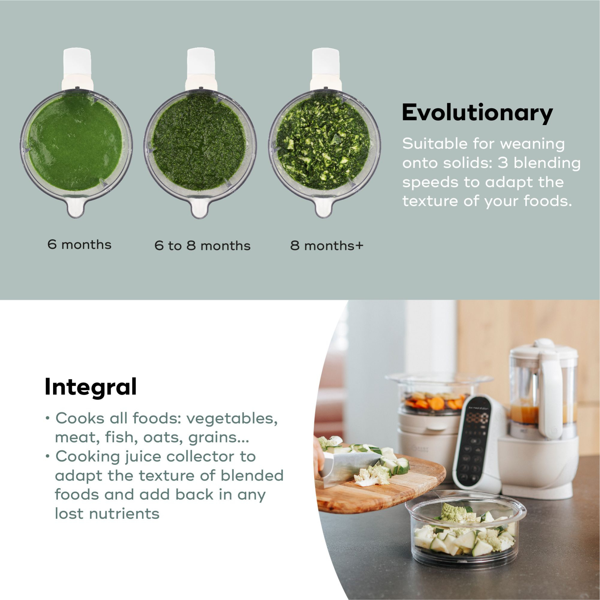 Babymoov Duo Meal Station - Mineral Off White