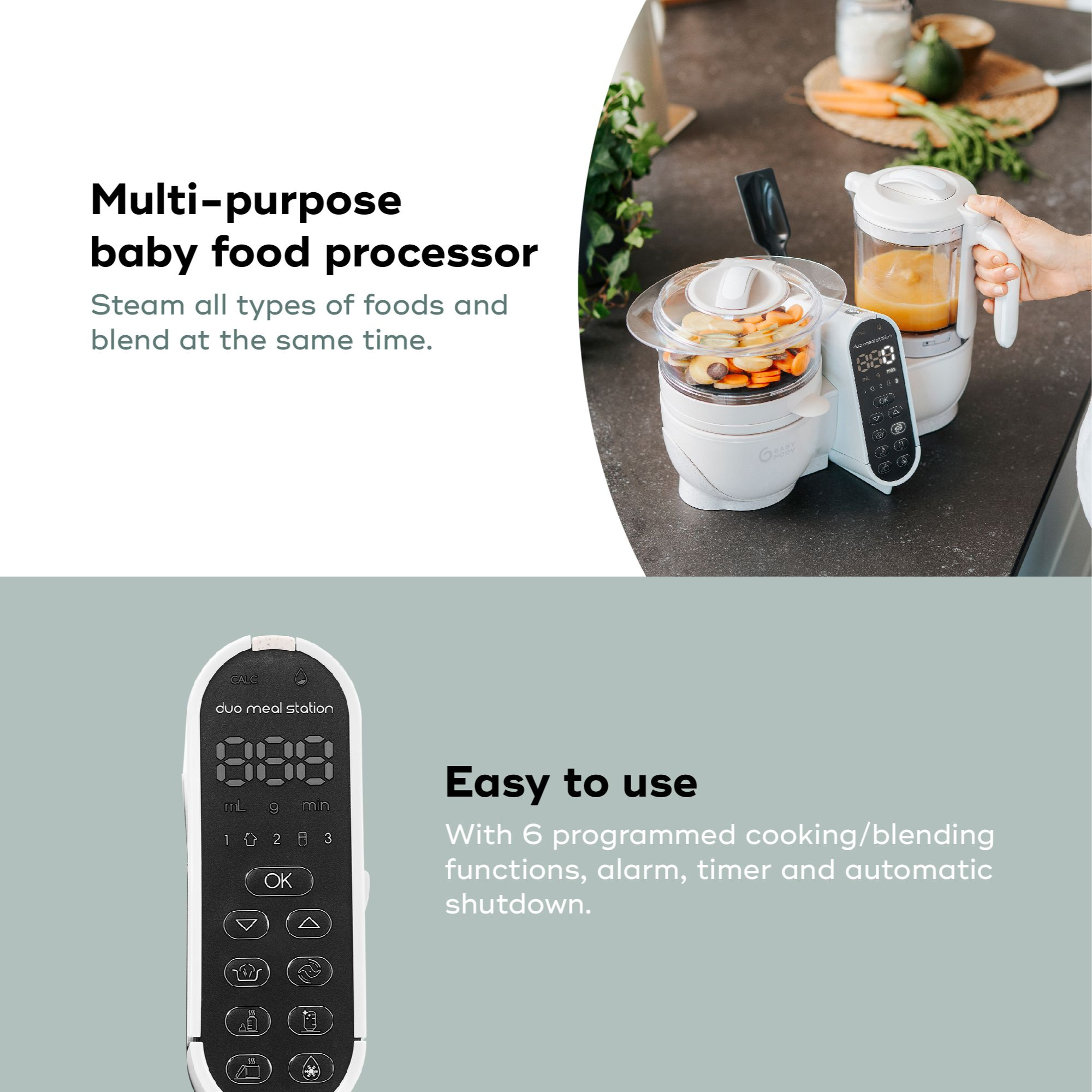 Babymoov Duo Meal Station - Mineral Off White