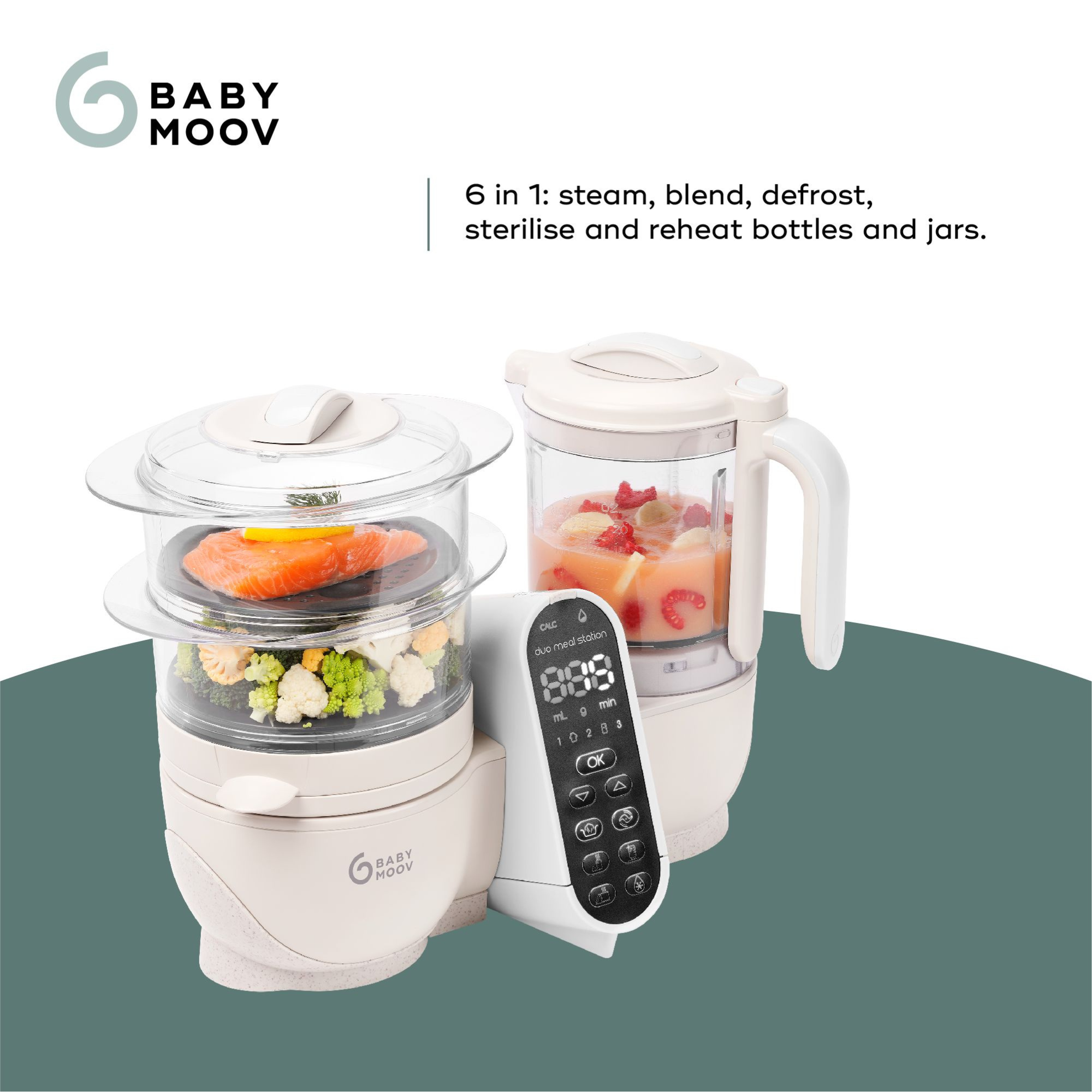 Babymoov Duo Meal Station - Mineral Off White