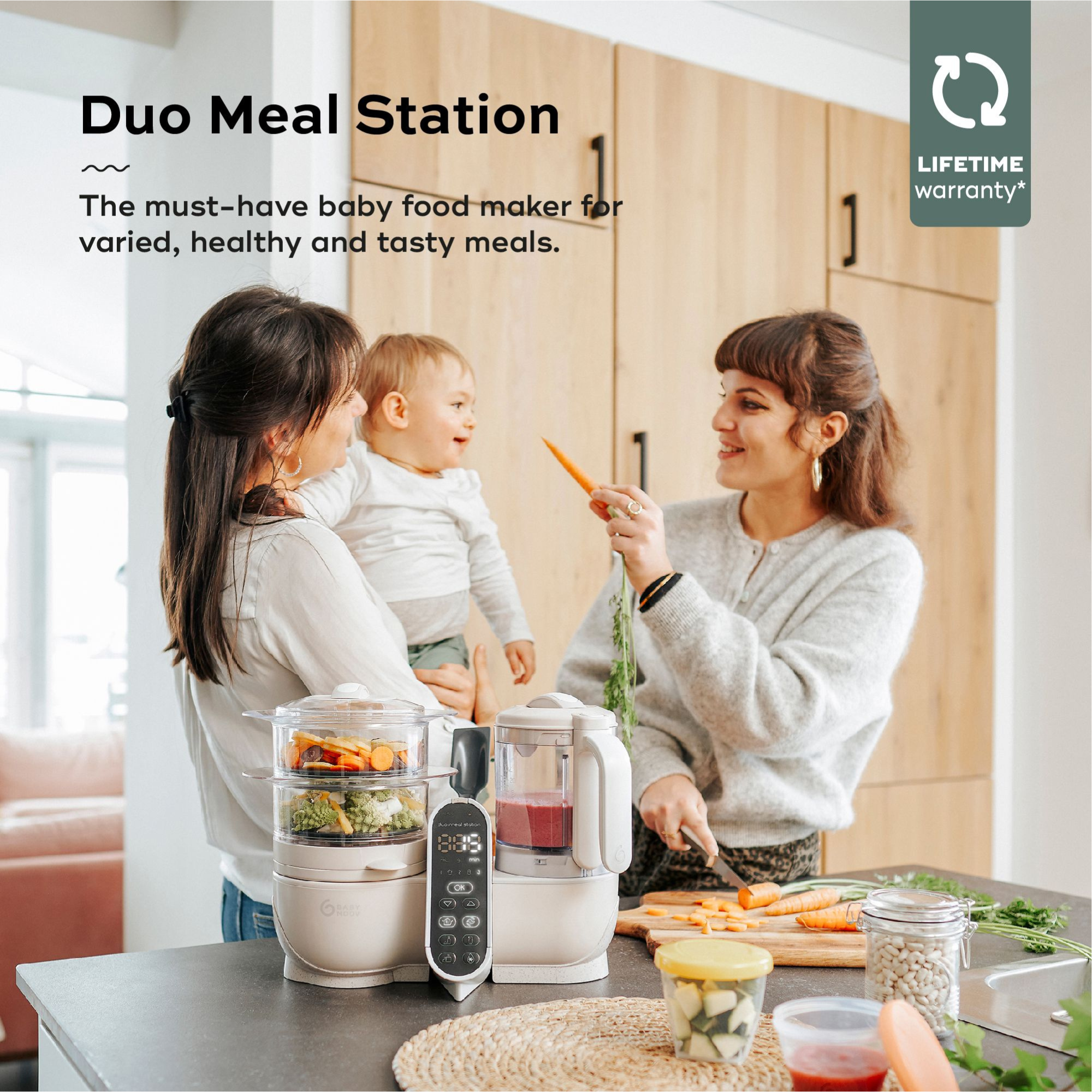 Babymoov Duo Meal Station - Mineral Off White