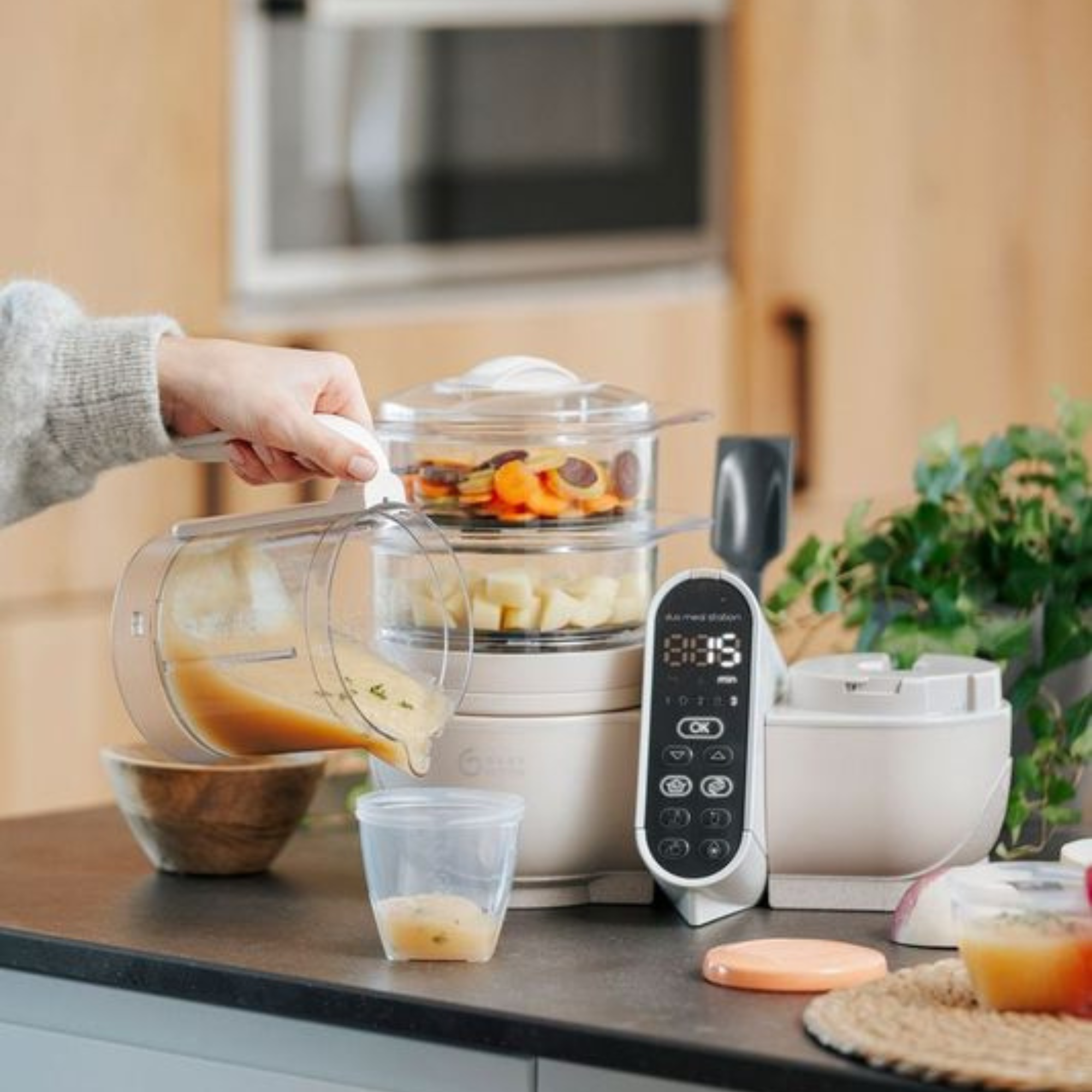 Babymoov Duo Meal Station - Mineral Off White