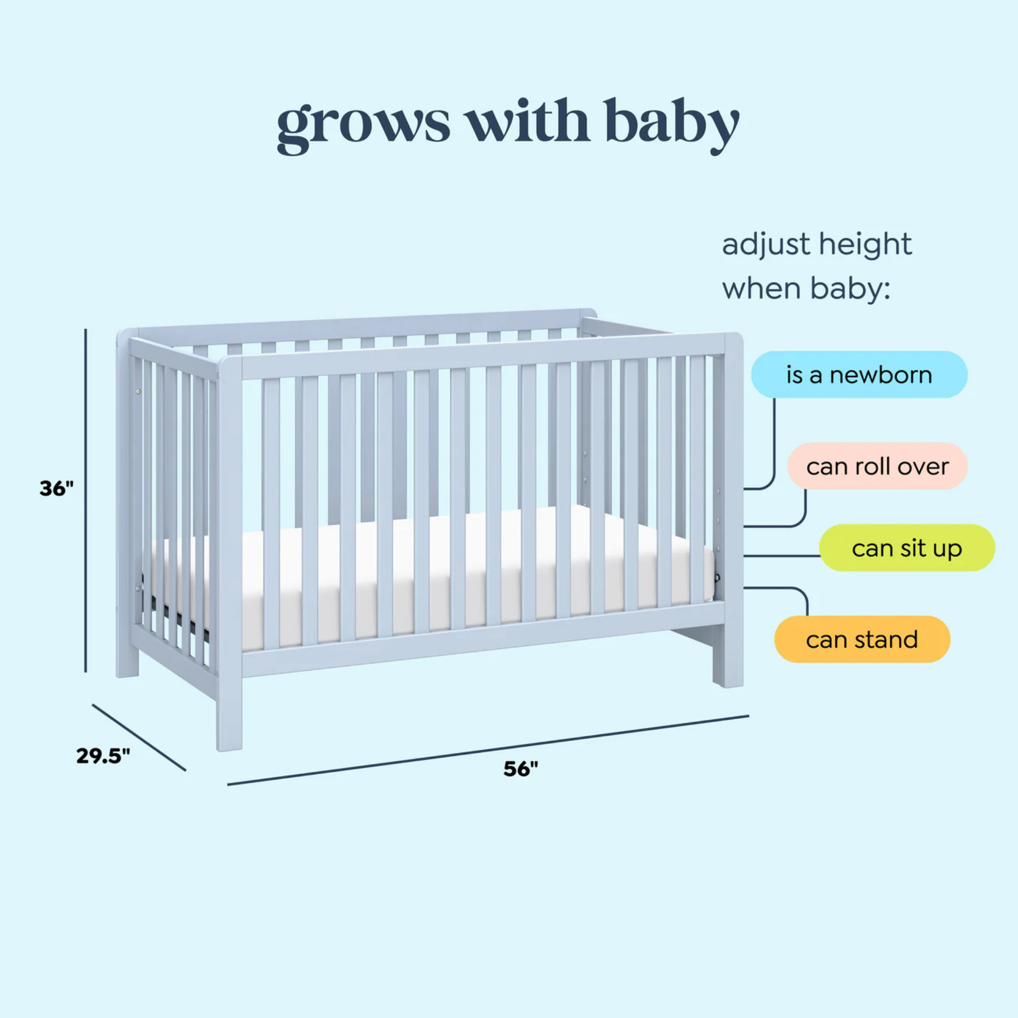 CARTERS by DAVINCI Colby 4-in-1 Low-profile Convertible Crib