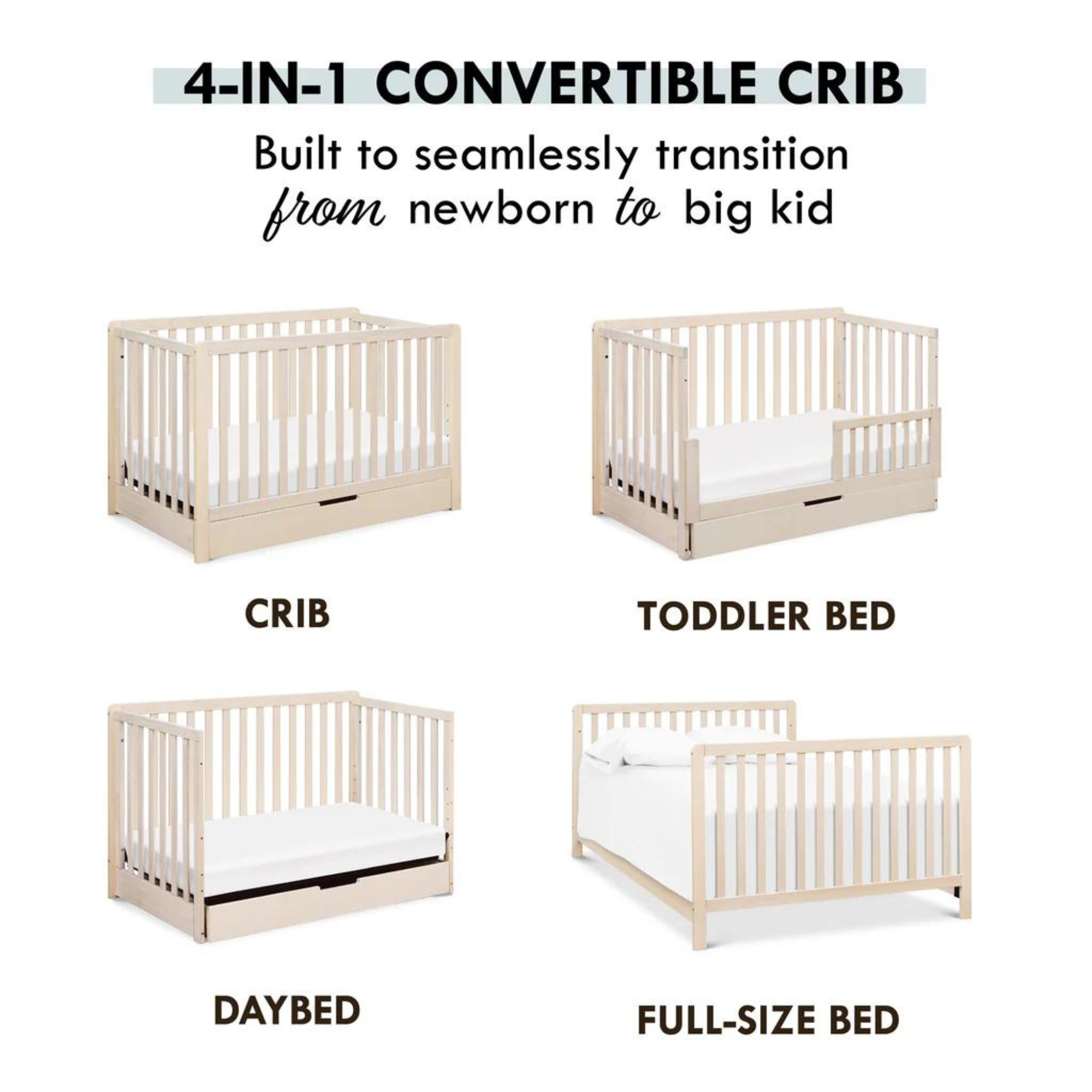CARTERS by DAVINCI Colby 4-in-1 Convertible Crib w/ Trundle Drawer