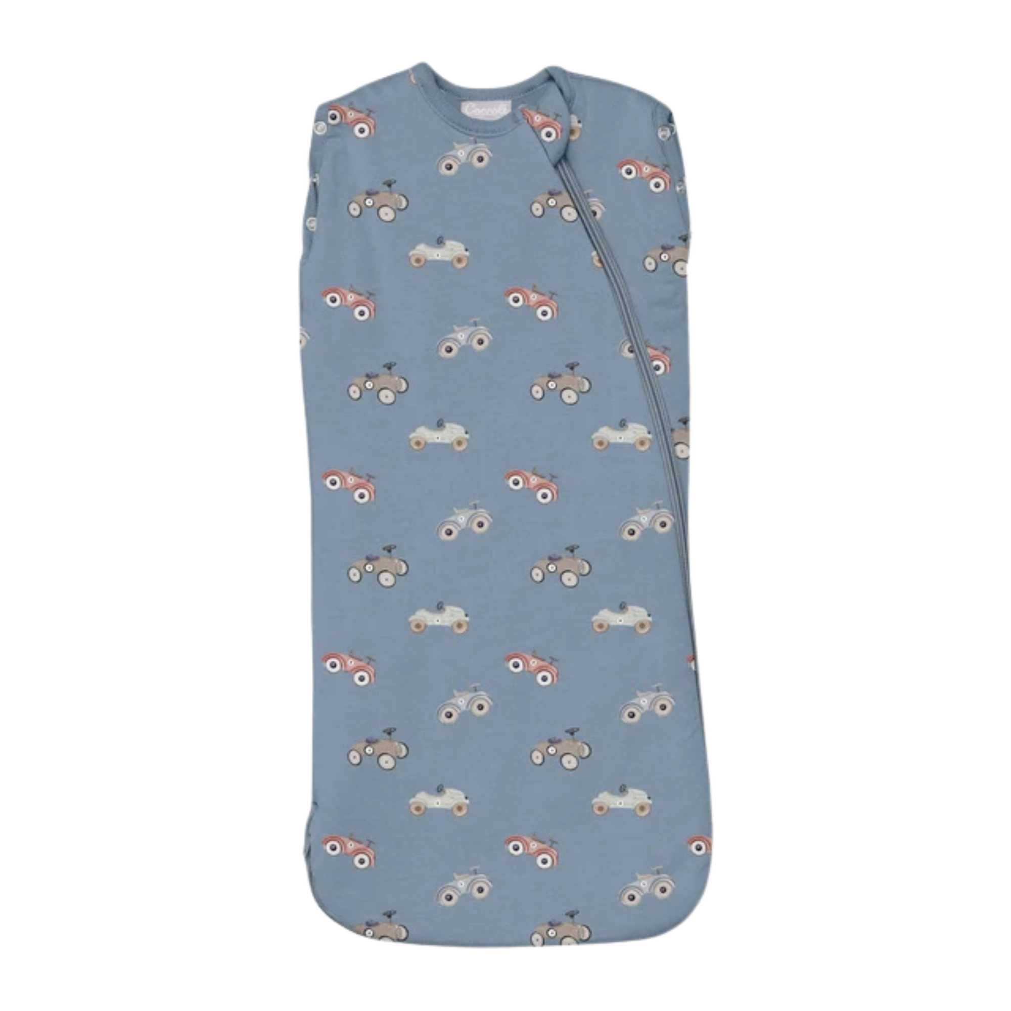 COCCOLI Modal 1.5 Tog Swaddle Sleepsack - Cars on Steel Blue