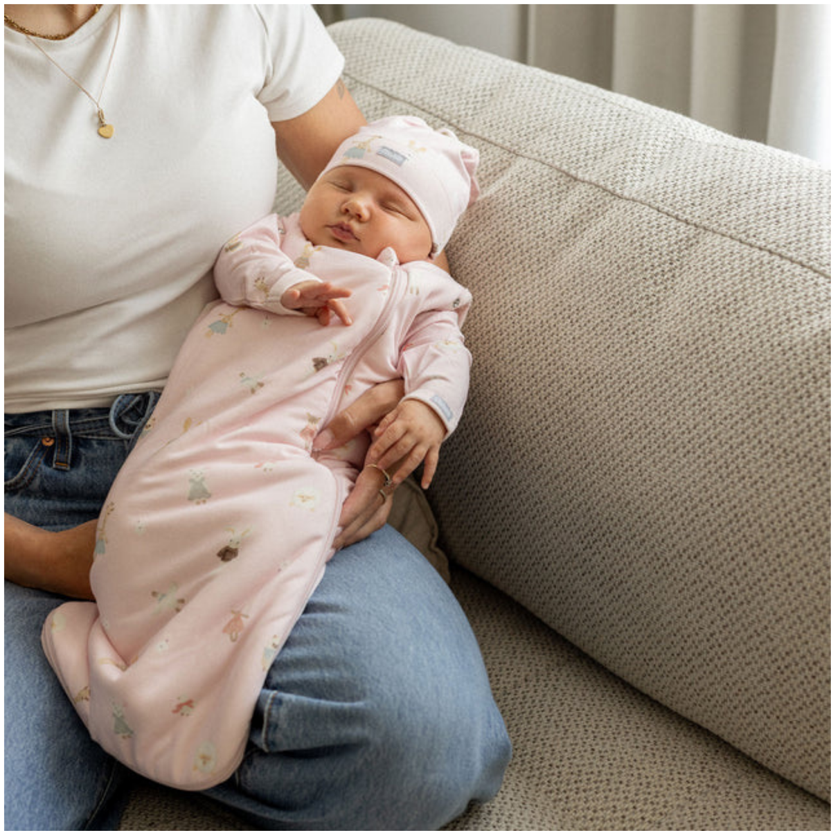 COCCOLI Modal 1.5 Tog Swaddle Sleepsack - Plush on Light Pink