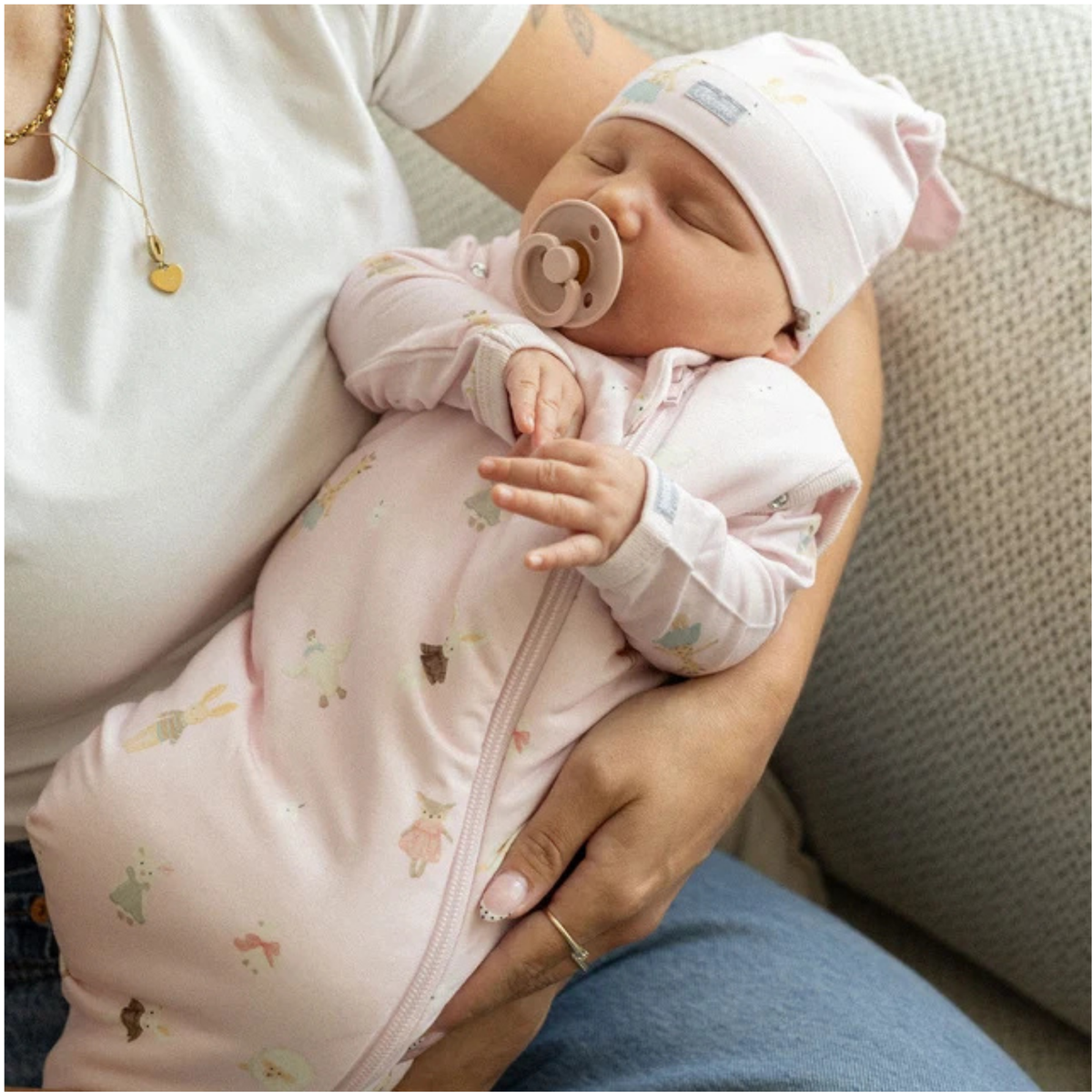 COCCOLI Modal 1.5 Tog Swaddle Sleepsack - Plush on Light Pink