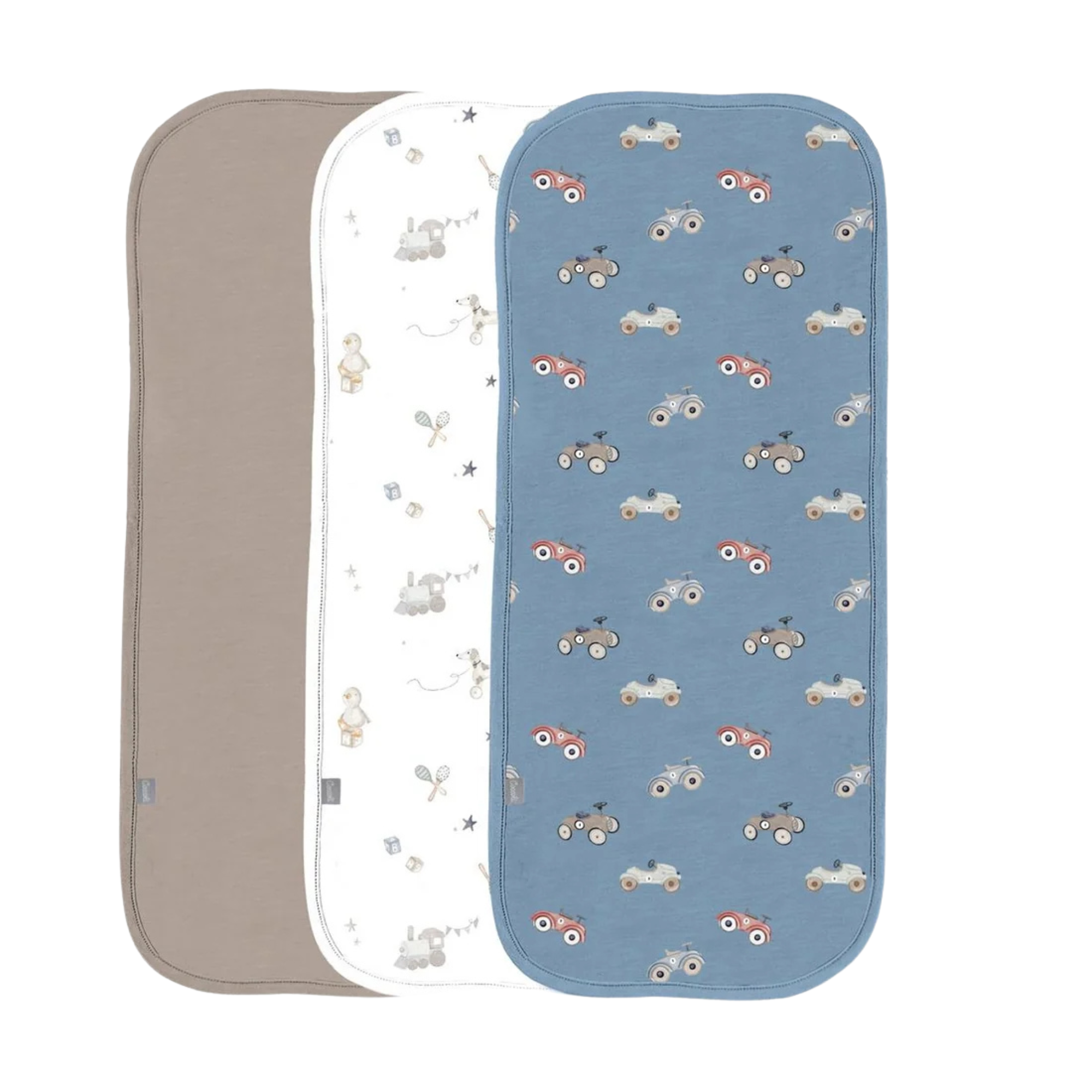 COCCOLI Modal Burp Cloth (3-Pack) - Cars on Steel Blue