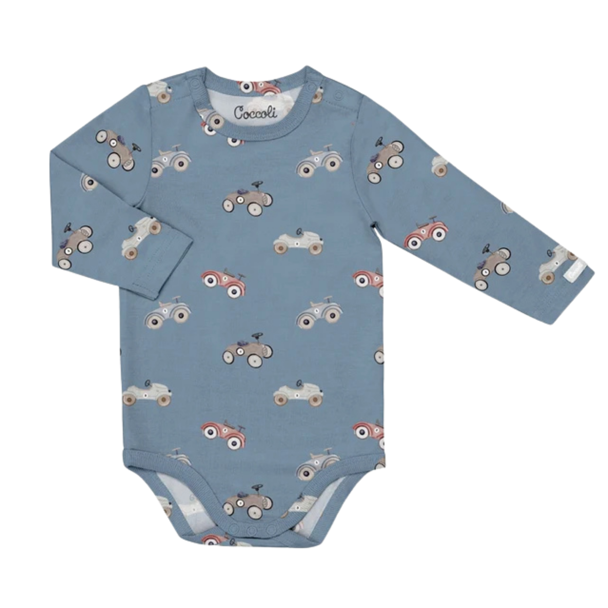 COCCOLI Modal Romper - Cars on Steel Blue