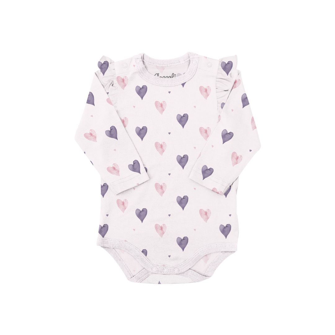 COCCOLI Modal Romper - Hearts on Light Pink