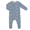 COCCOLI Modal Zipper Footie - Cars on Steel Blue