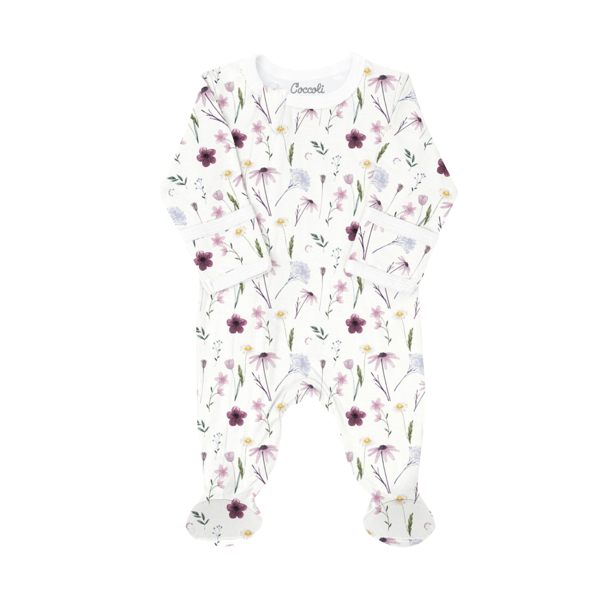 COCCOLI Modal Zipper Footie - Floral sur crème