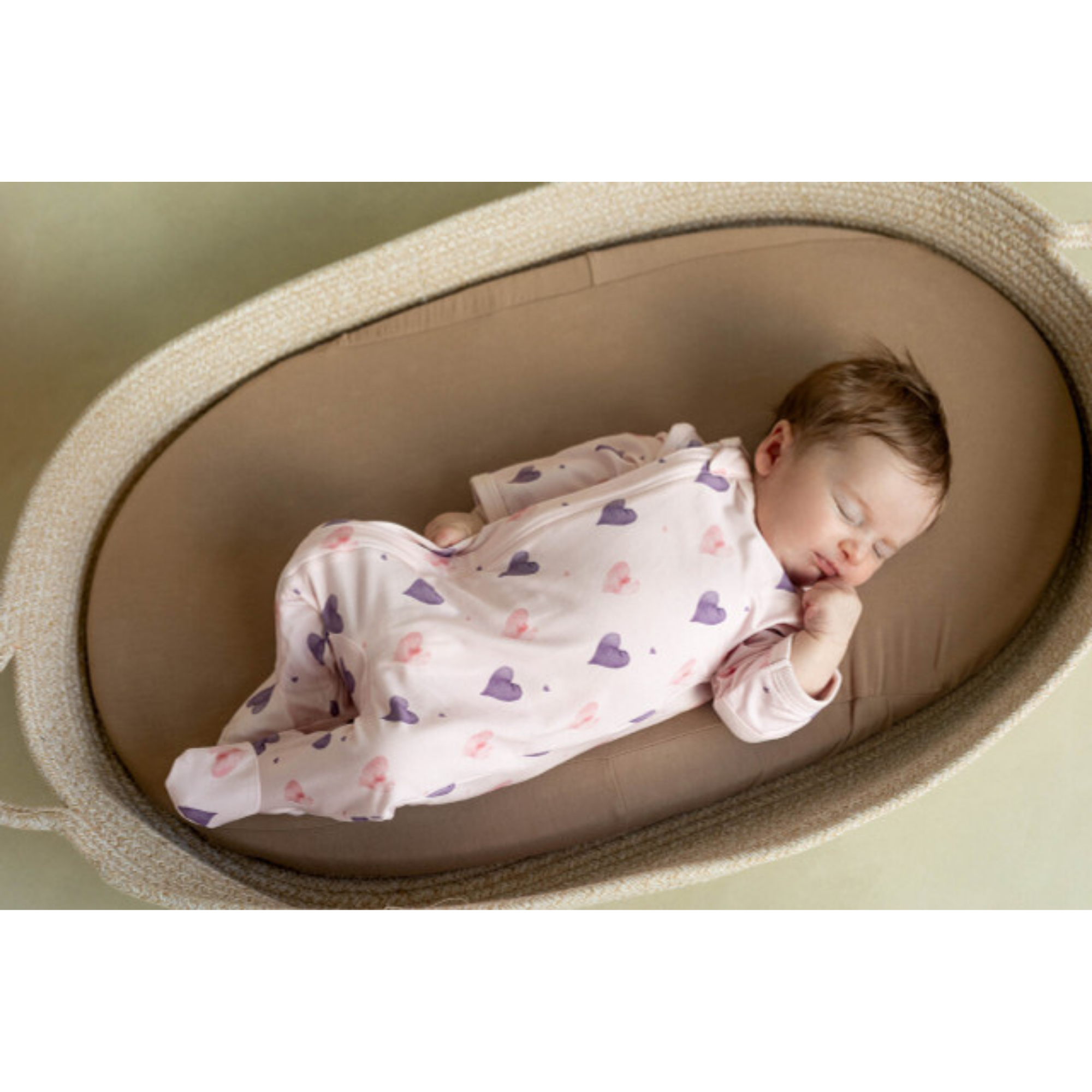 COCCOLI Modal Zipper Footie - Hearts on Light Pink